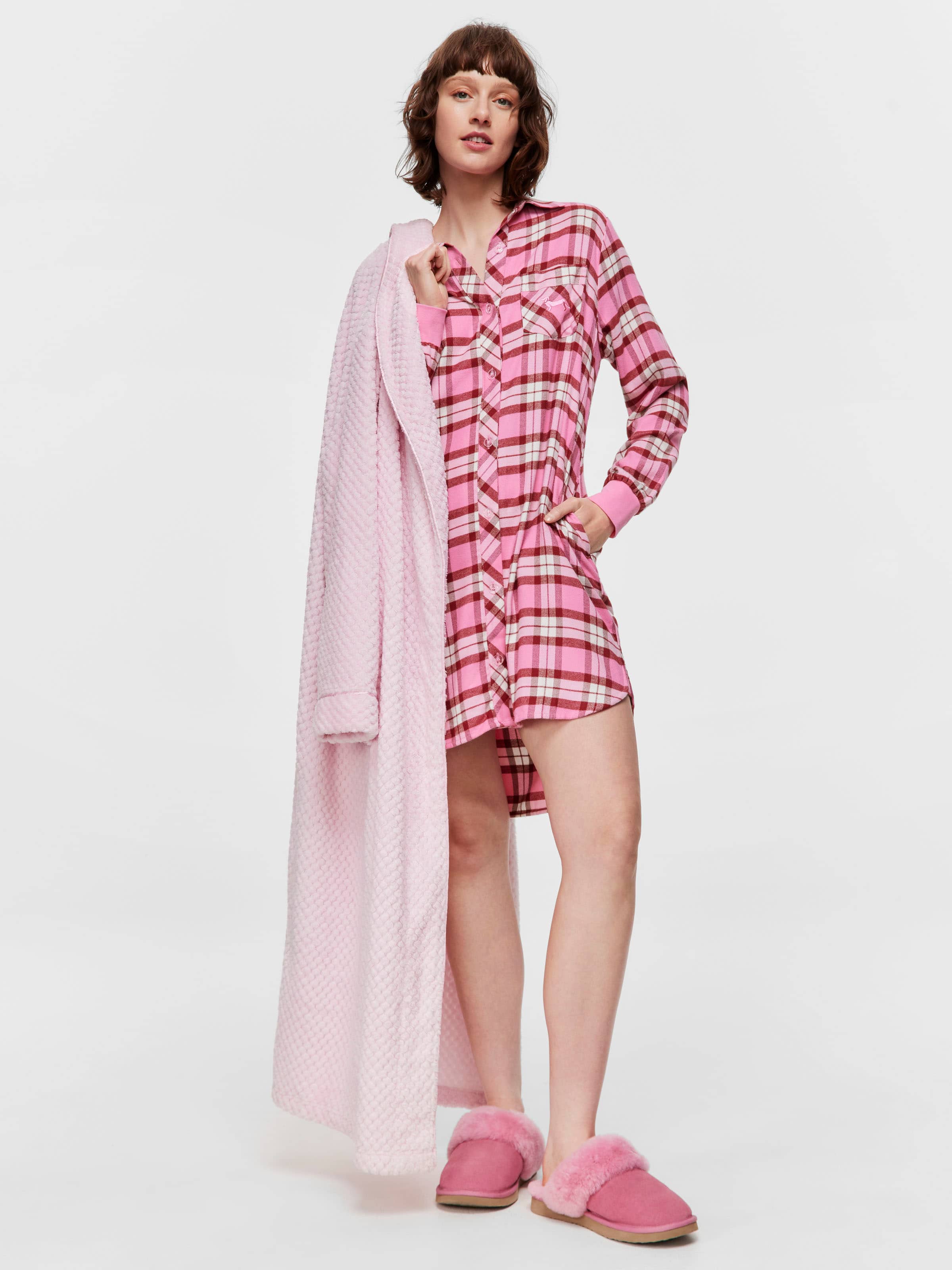 Berry Check Bamboo Flannelette Nightshirt
