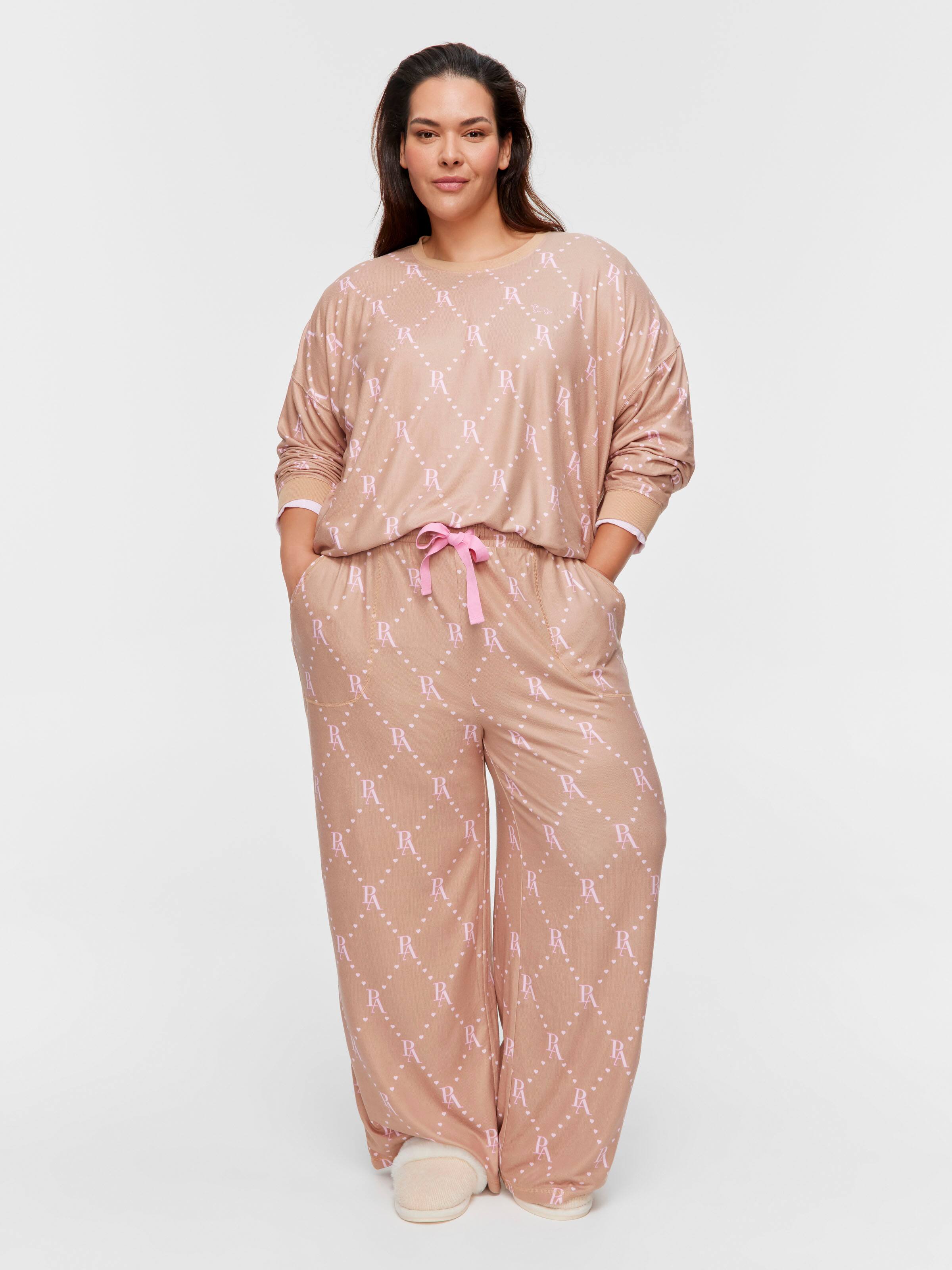 P.A. Plus Caramel Logo Plush Wide Leg Pj Pant