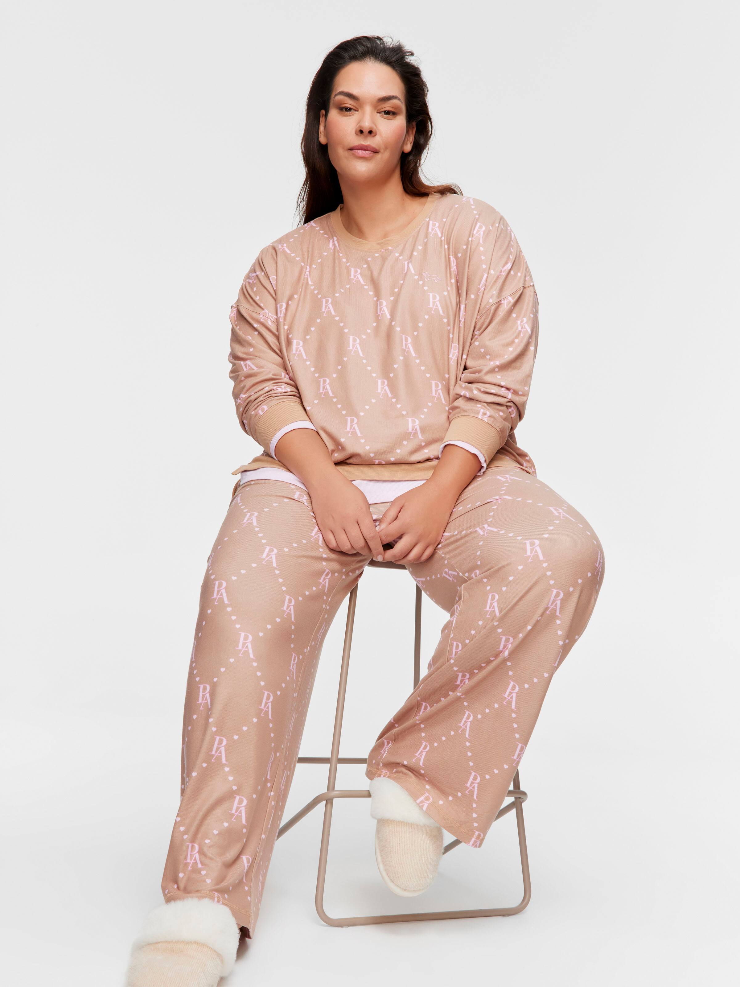 P.A. Plus Caramel Logo Plush Wide Leg Pj Pant