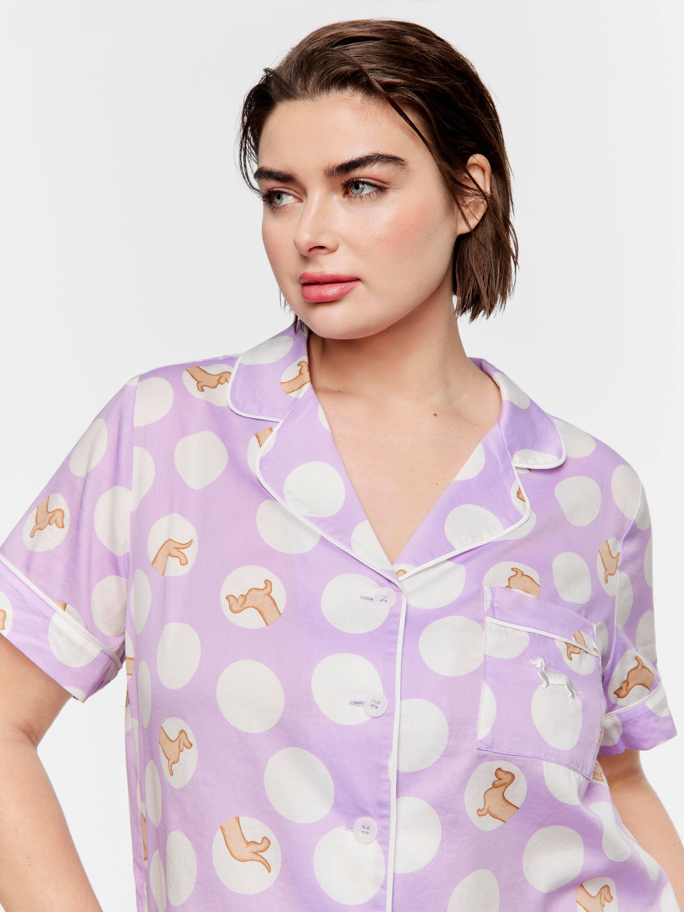 P.A. Plus Lilac Penny Spot Shortie Pj Set