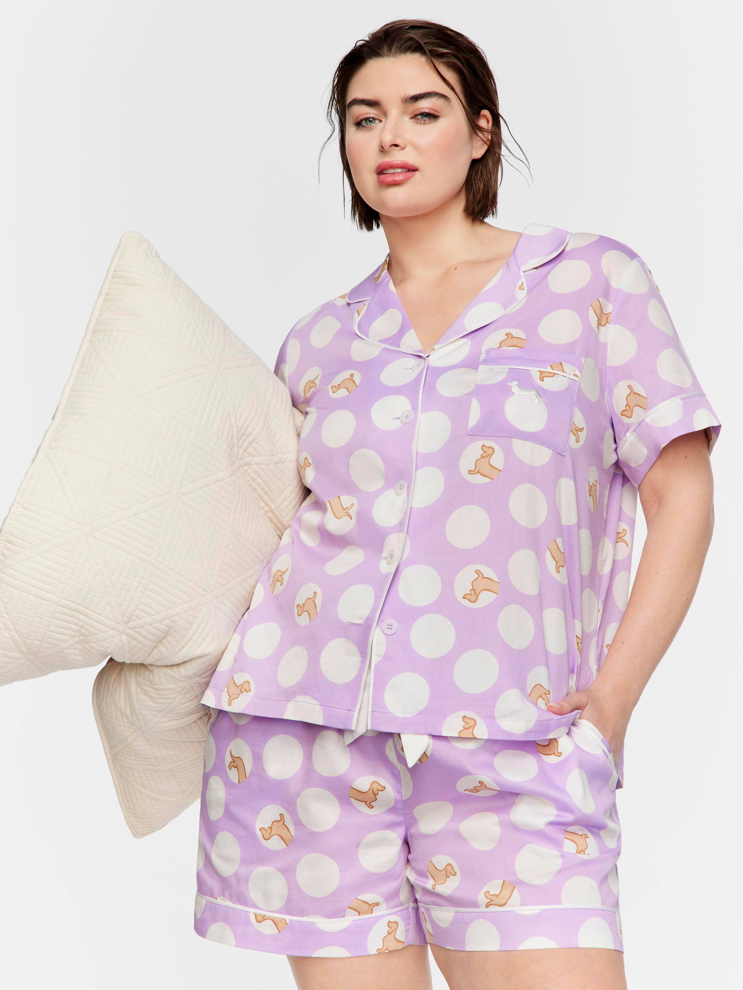 P.A. Plus Lilac Penny Spot Shortie Pj Set