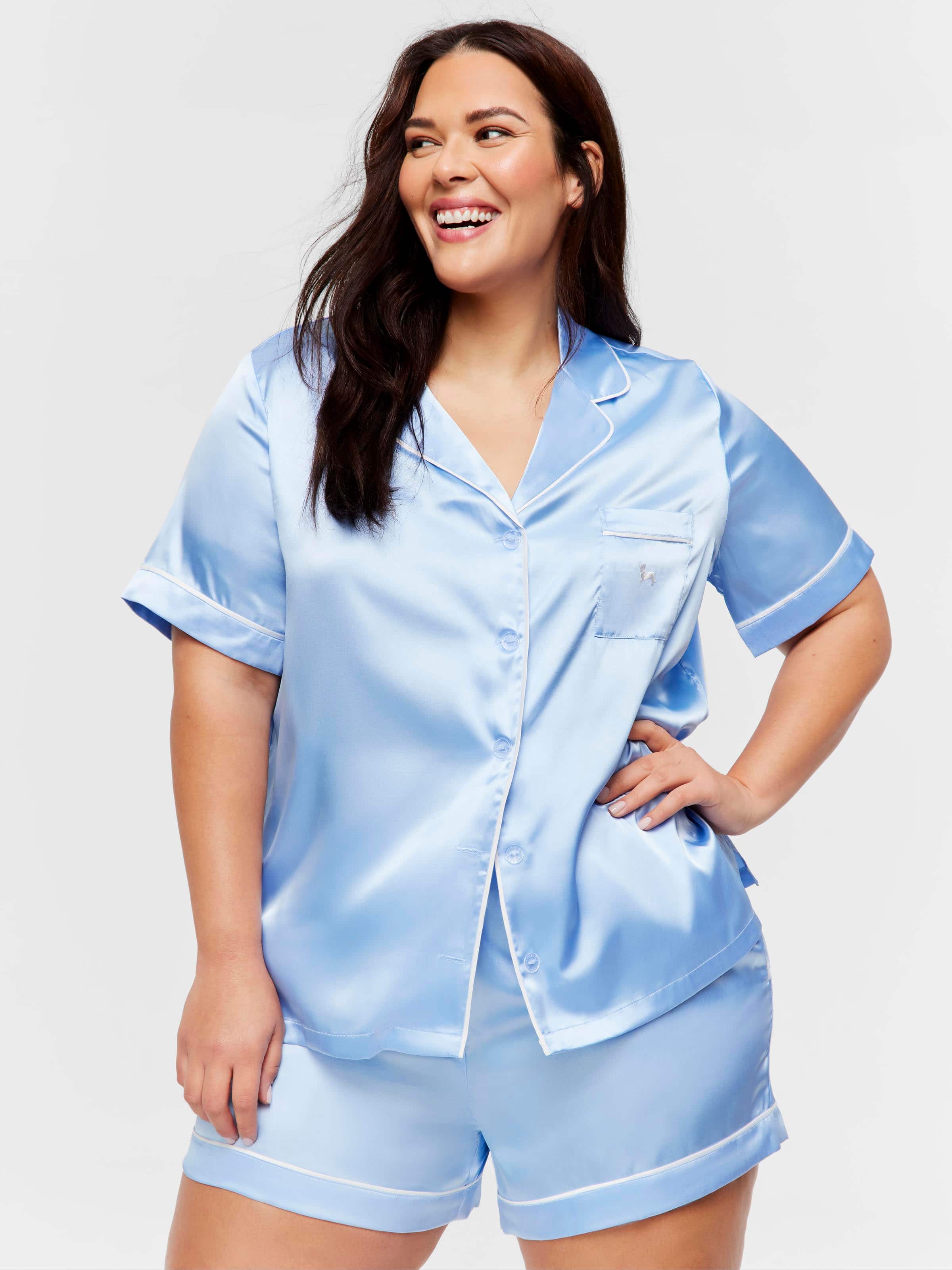 P.A. Plus Cornflower Blue Satin Pj Set