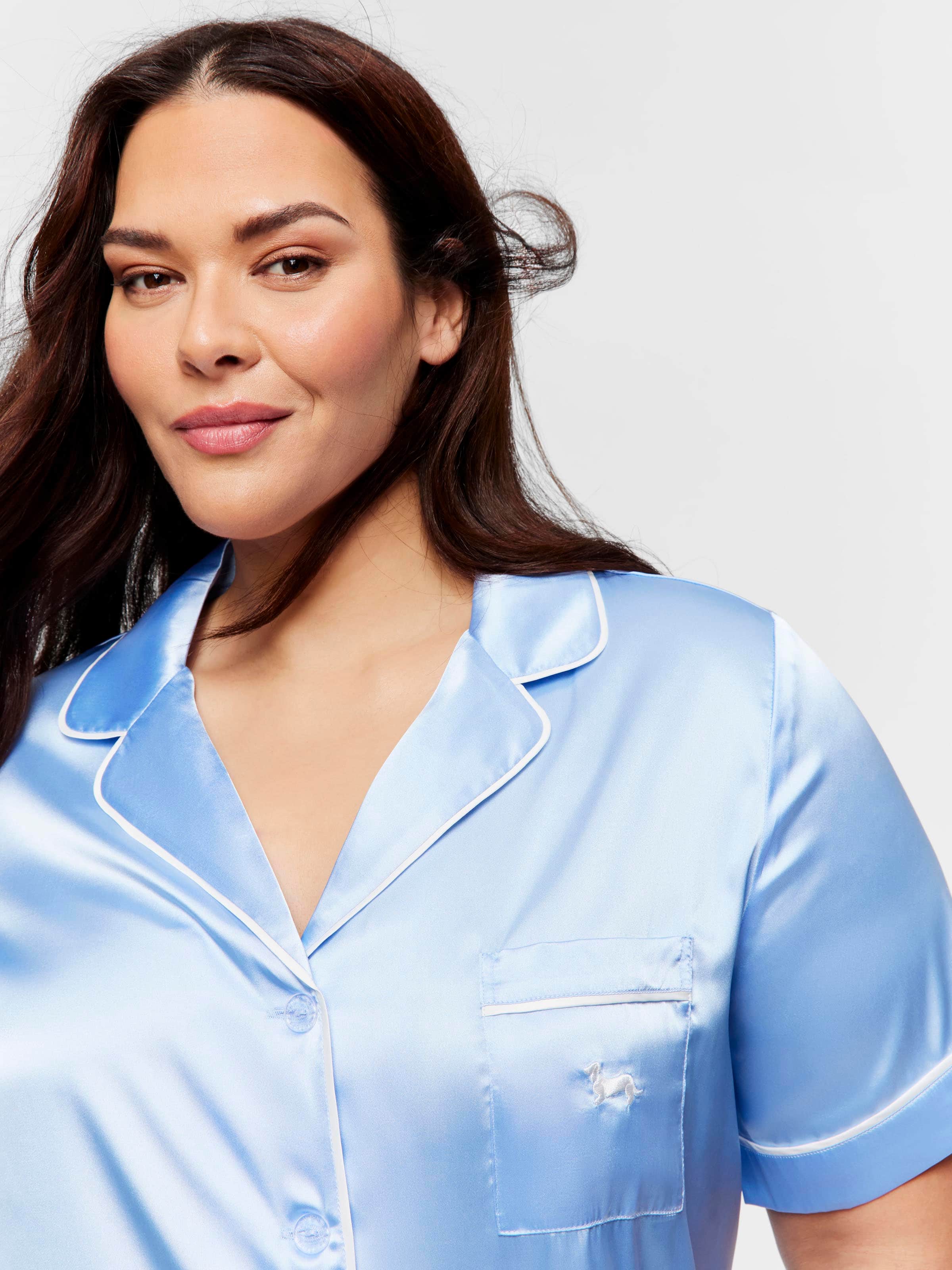 P.A. Plus Cornflower Blue Satin Pj Set