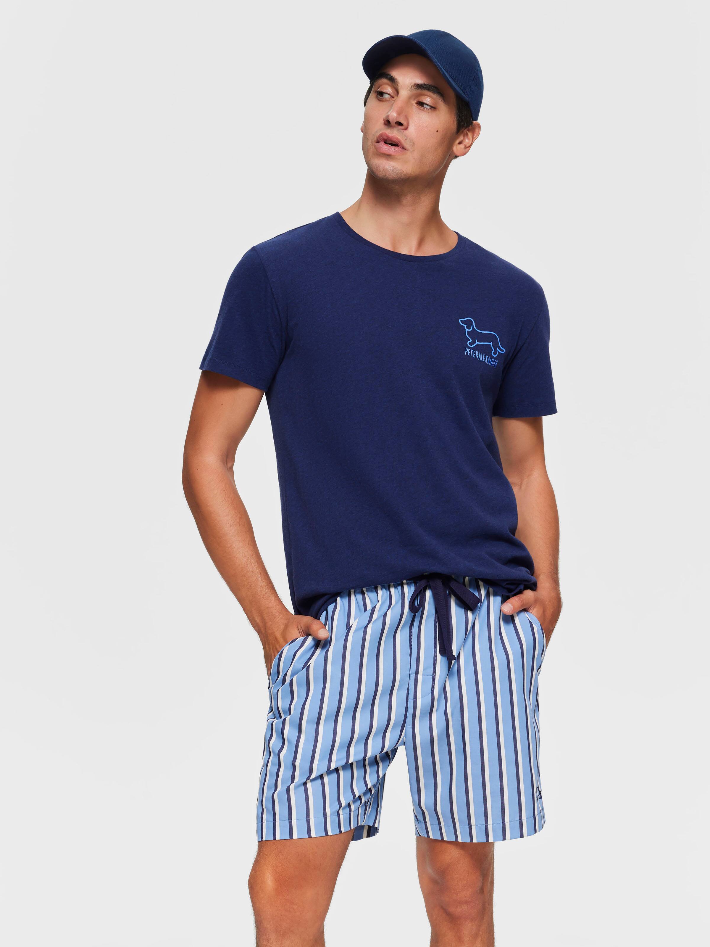 Buy Mens Pyjama Shorts, Blue Stripes