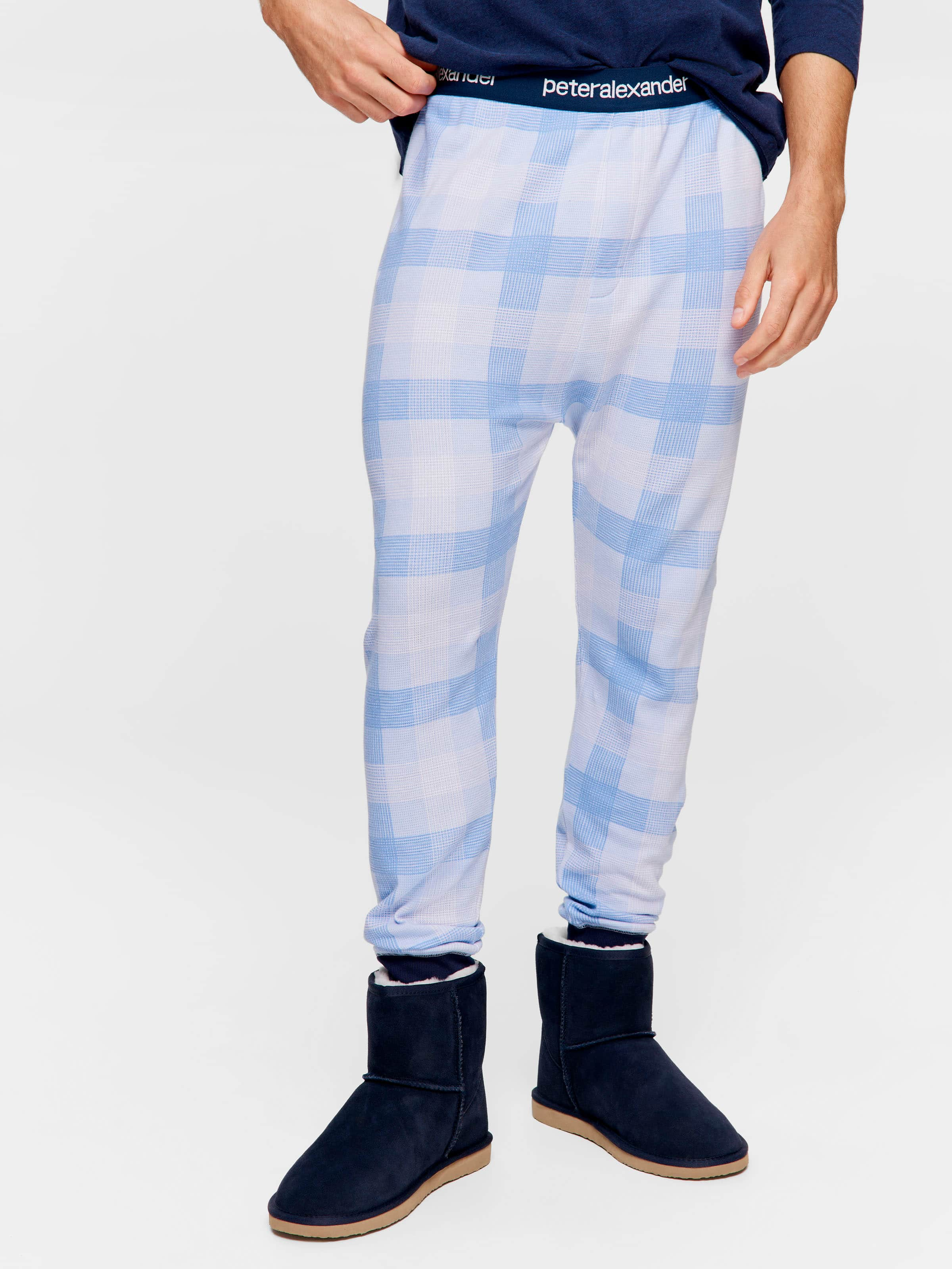 Blue Check Long John Pj Pant