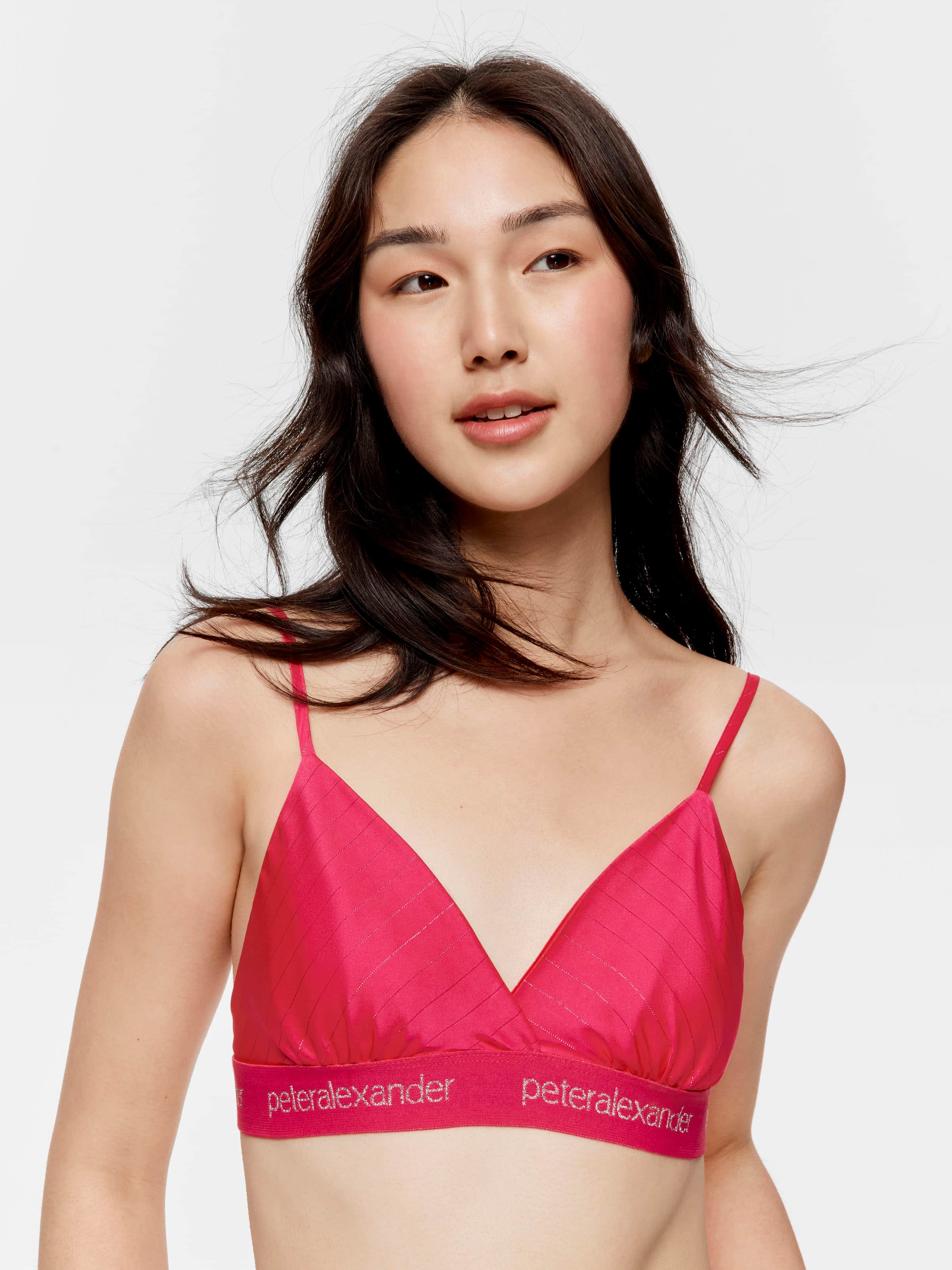 Pink Lurex Stripe Satin Bra