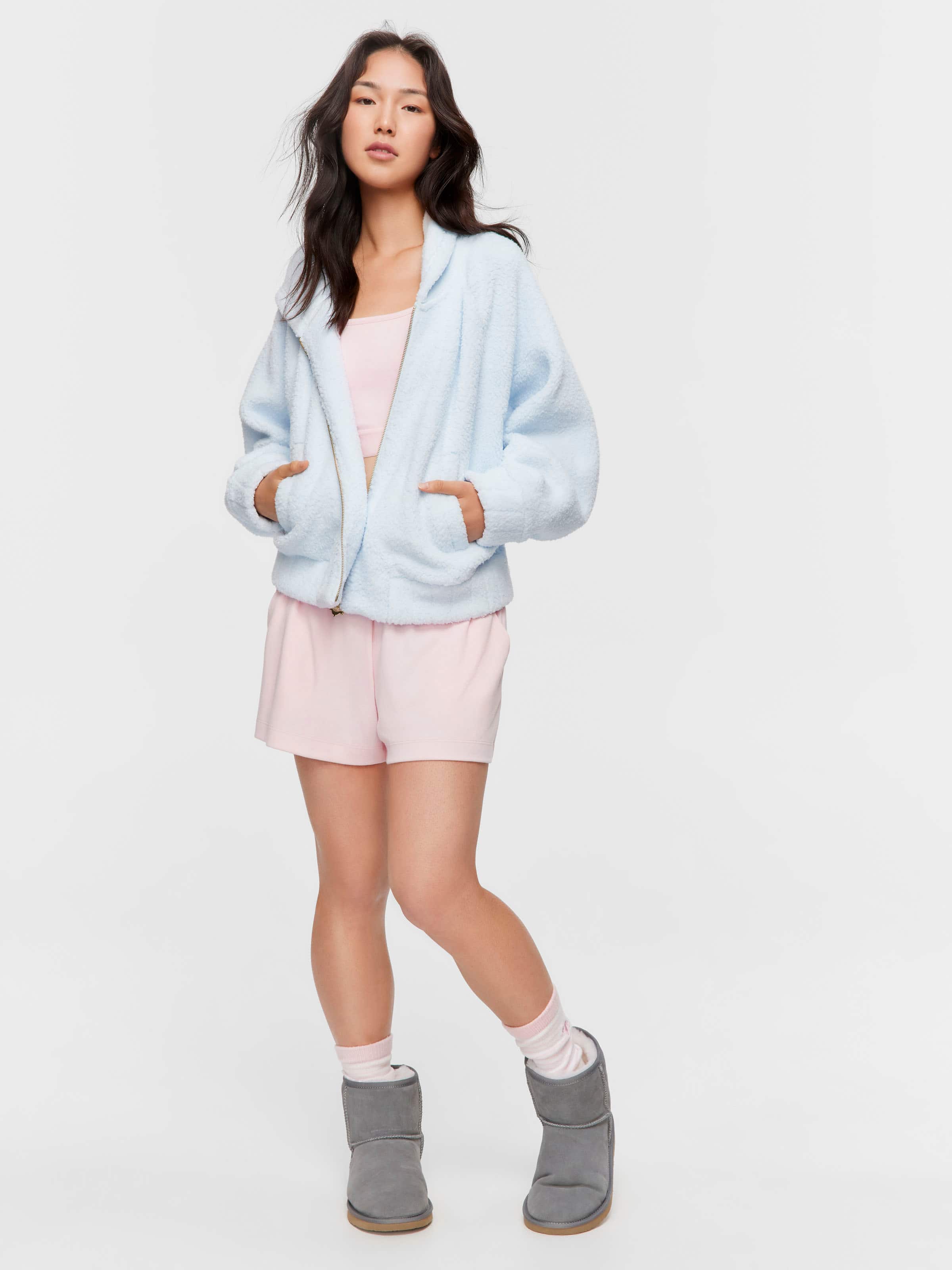 Blue Fleece Hooded Jacket