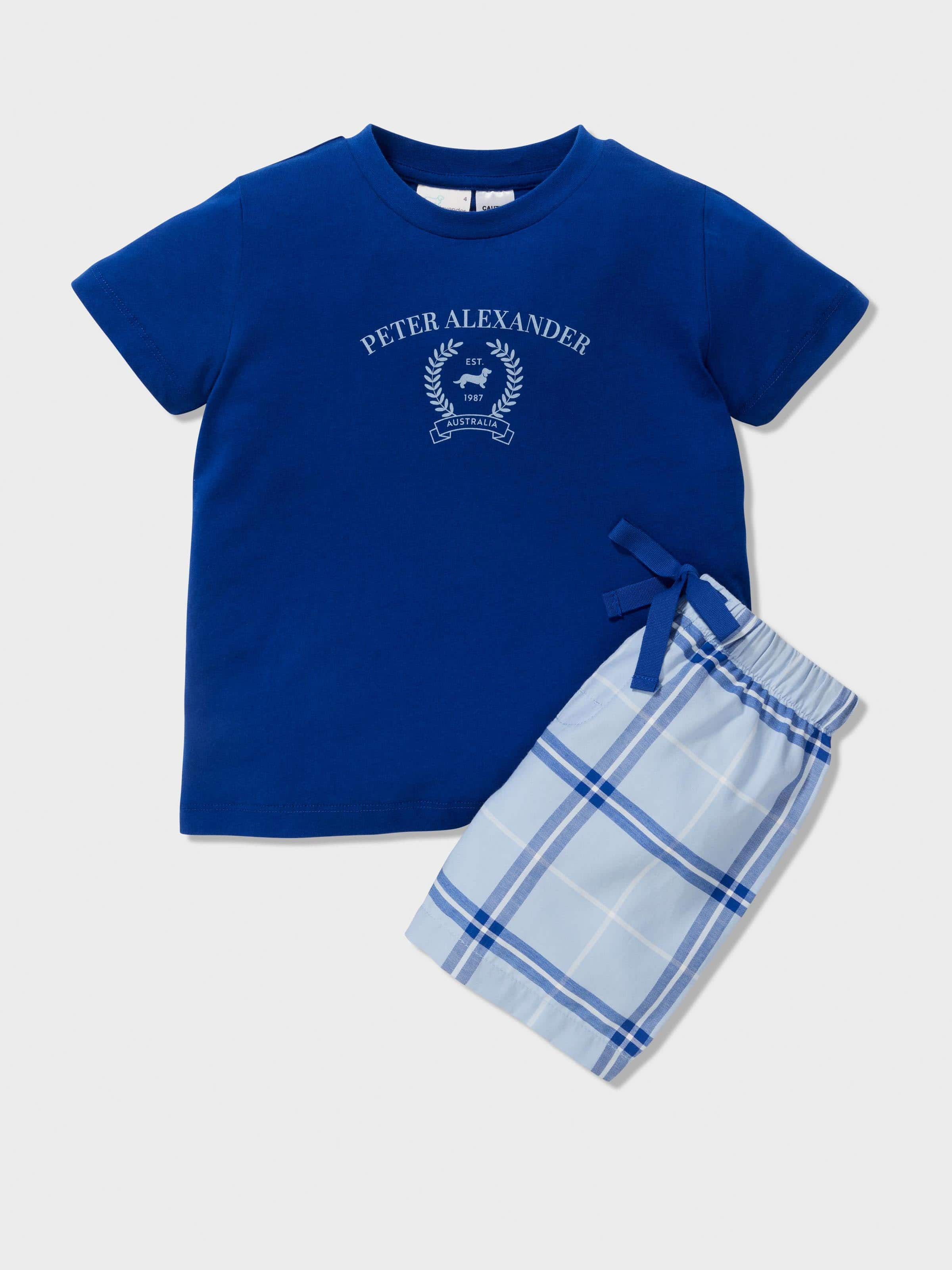 Boys Check Logo Pj Set Multi Peter Alexander Online