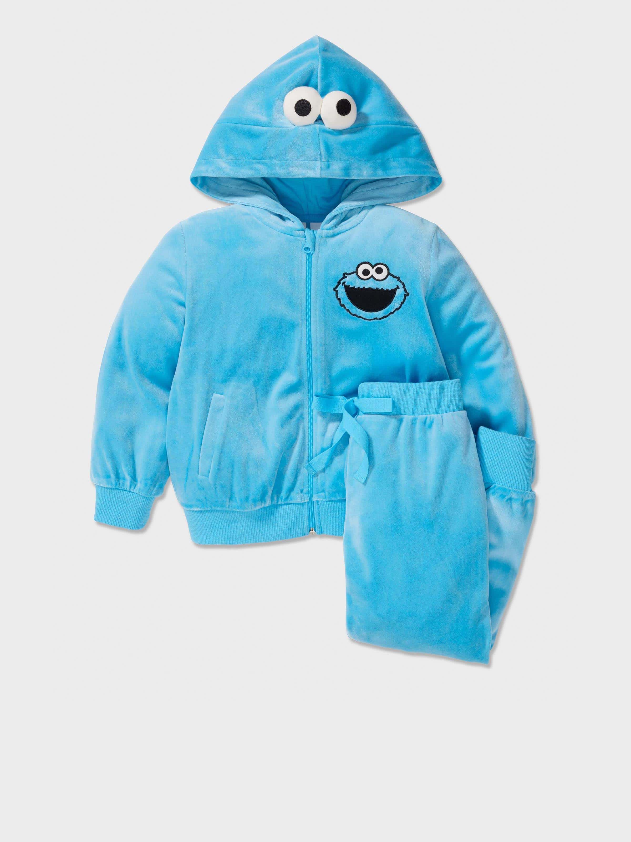 Jnr Kids Velour Cookie Monster Track Set