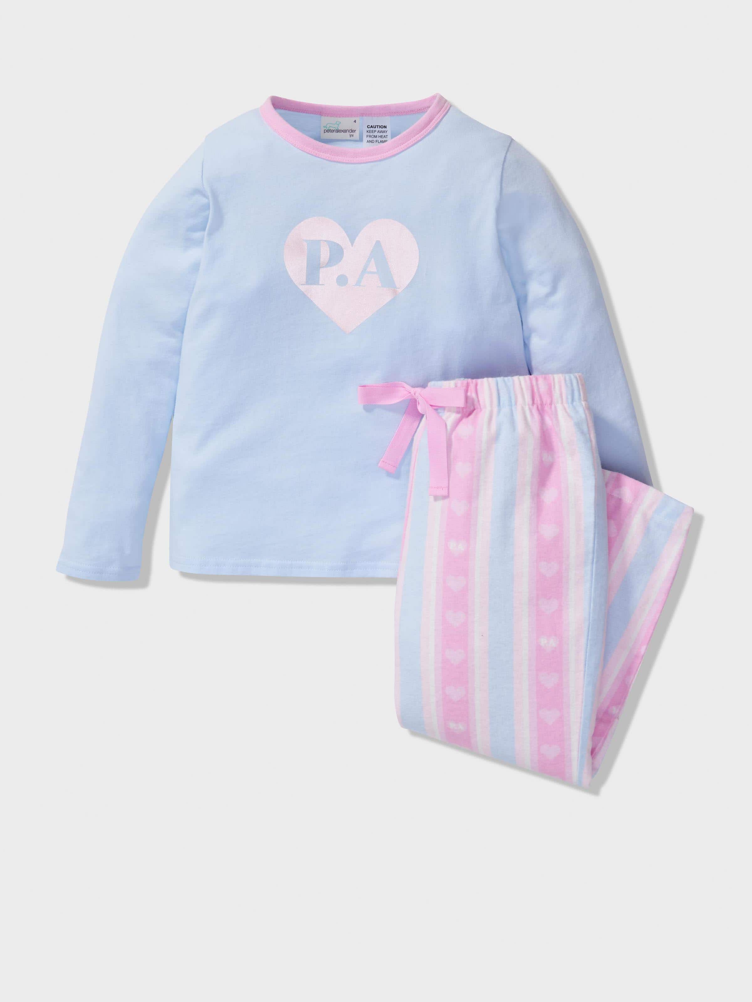 Jnr Girls Heart Print Long Pj Set
