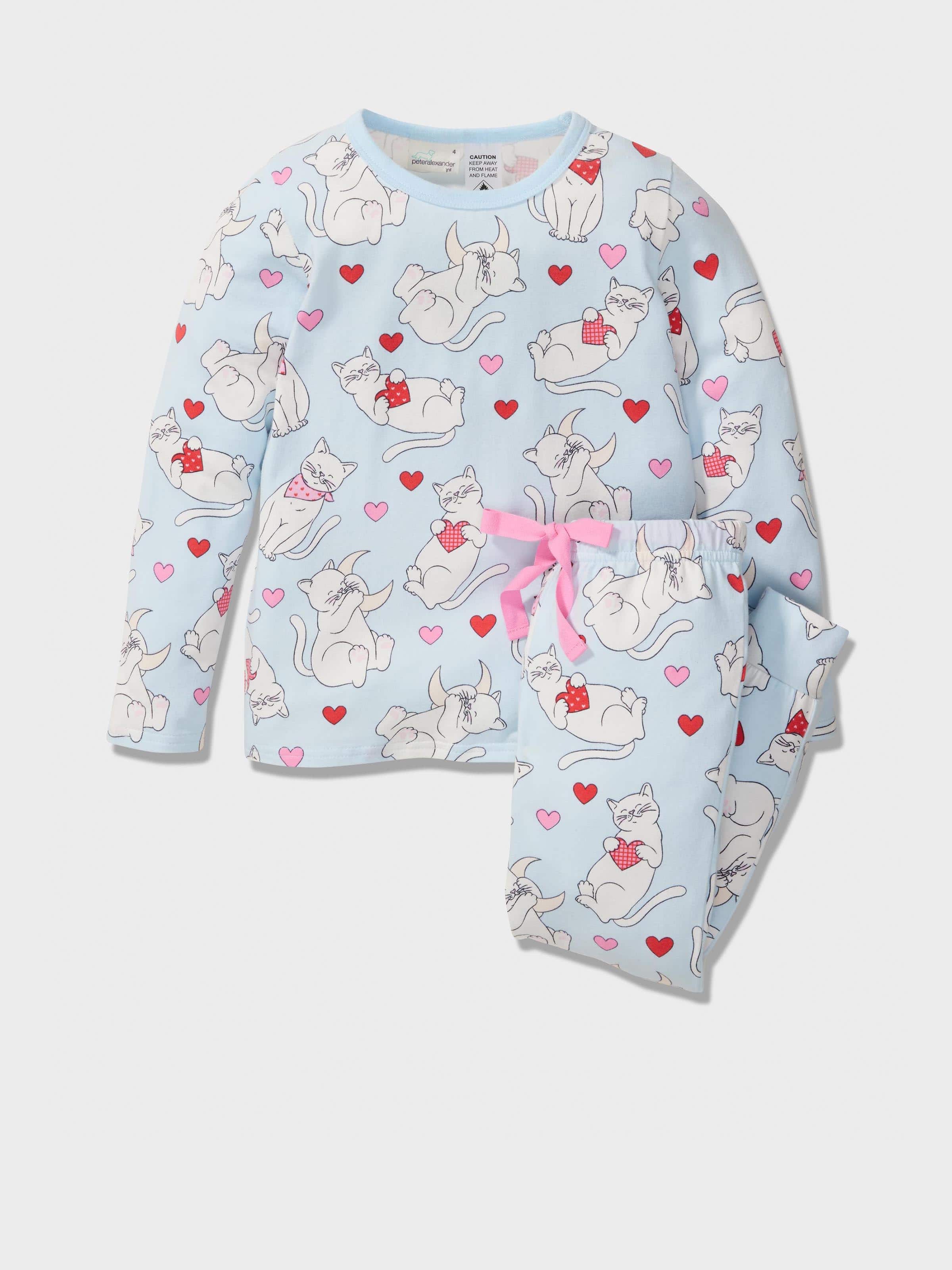 Jnr Girls Cat Hearts Pj Set