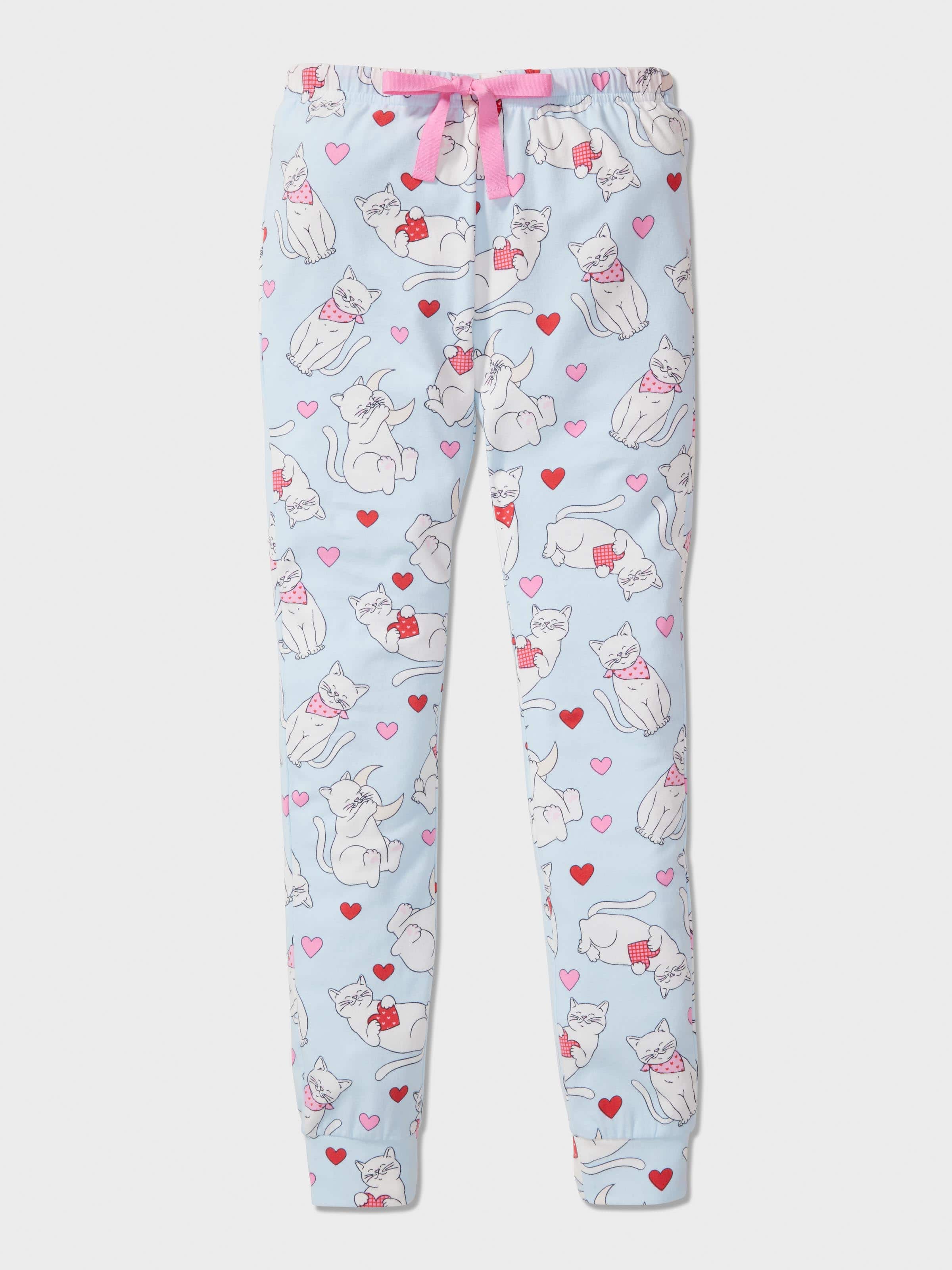 Girls Cat Hearts Long Pj Set