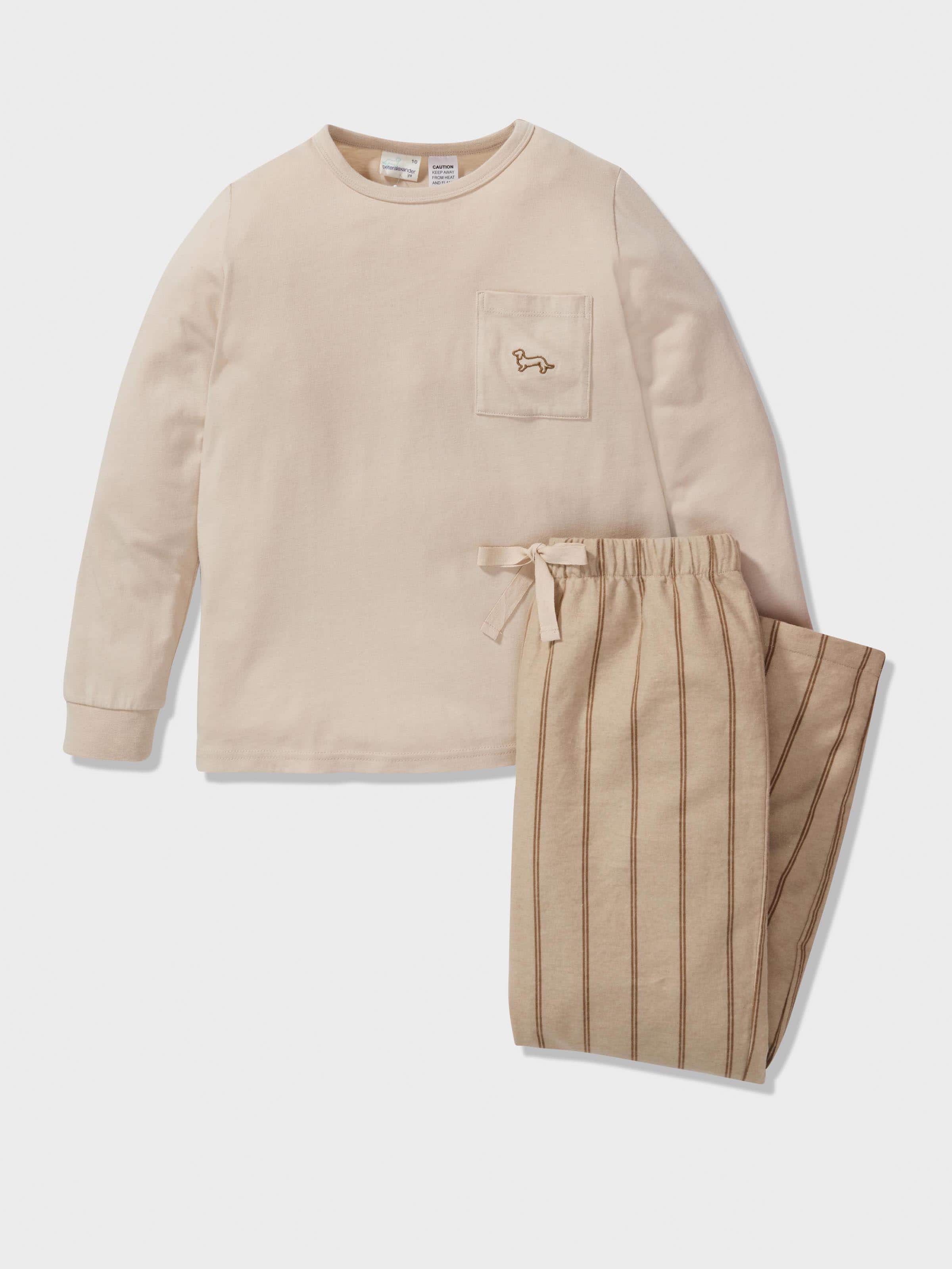 Boys Tan Striped Pj Set