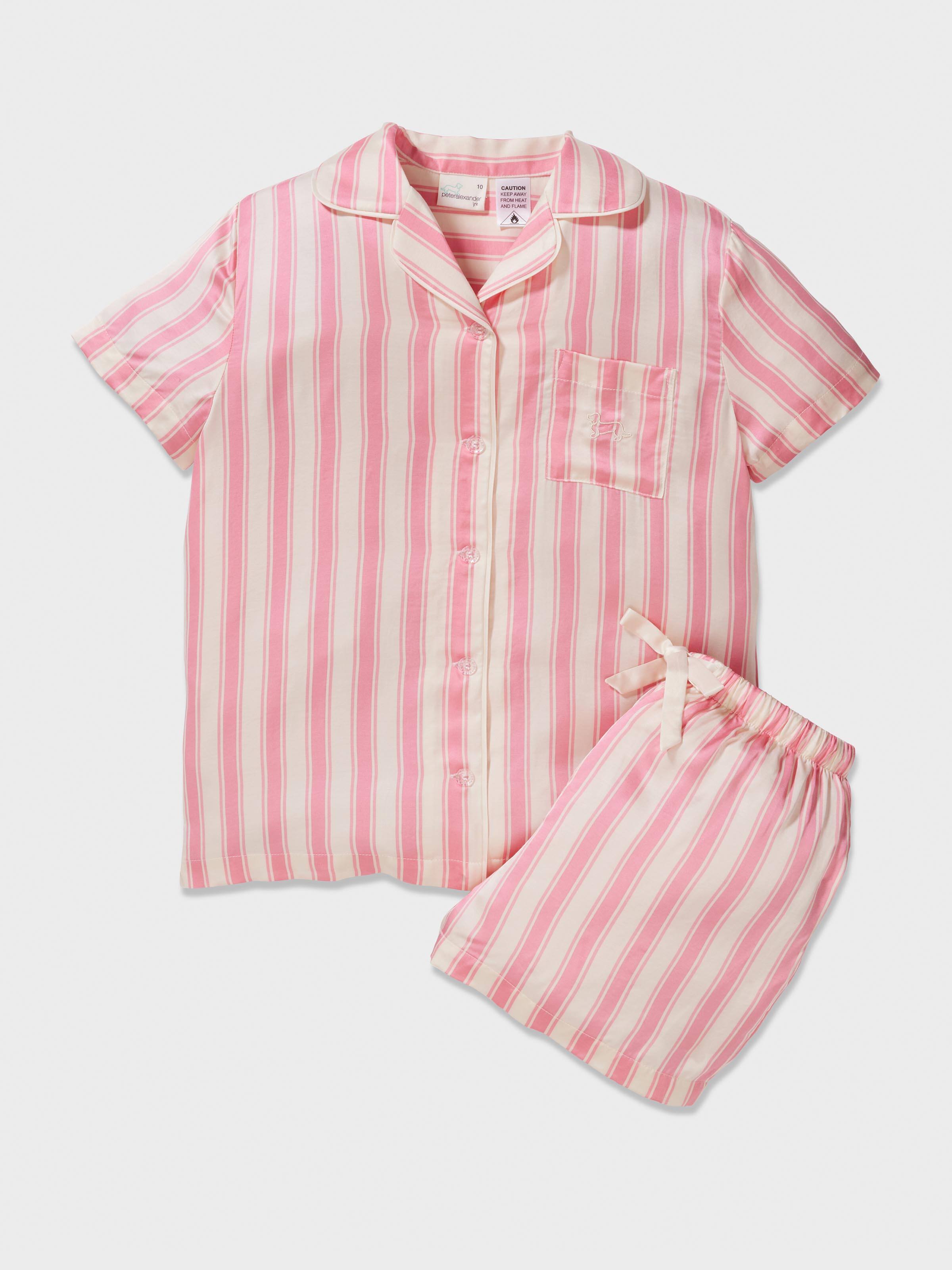 Girls Viscose Striped Classic Pj Set