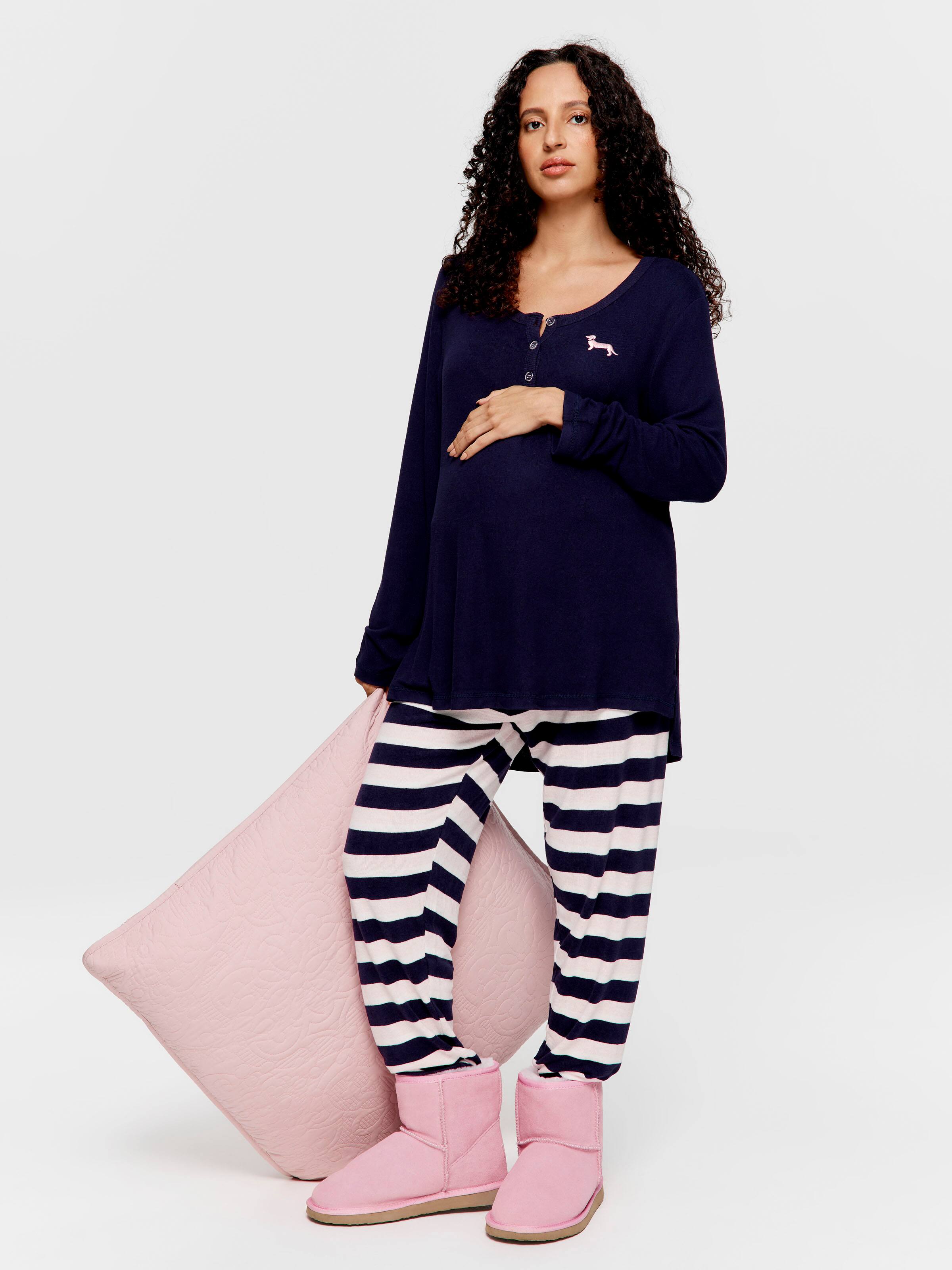 Basic Long Sleeve Maternity Pajama Set Bamboo Pregnant Sleepwear  Sustainable Jersey Pregnant Lounge Wear - China Maternity Pyjama Set and  Breastfeeding Pajamas price