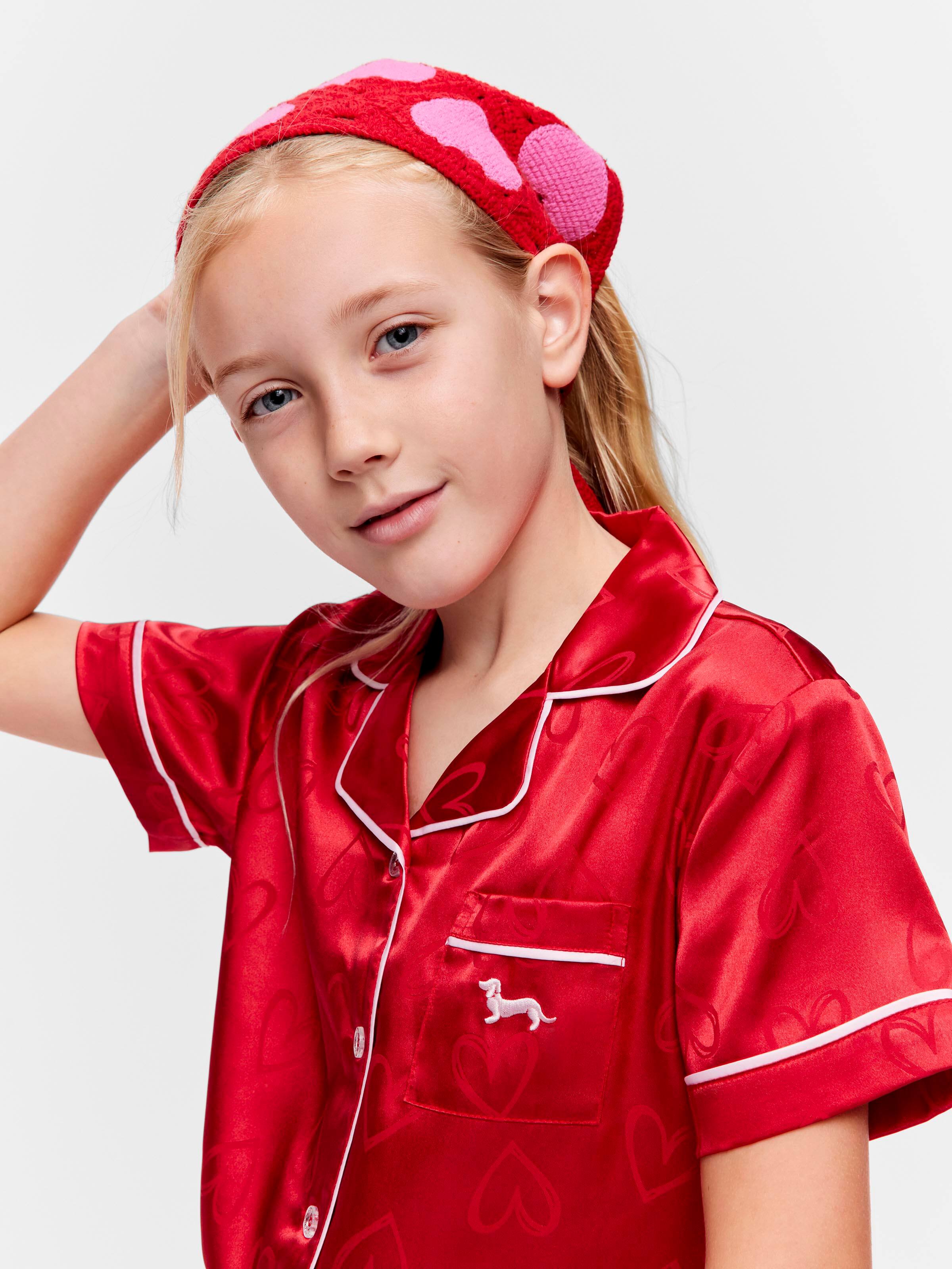 Girls Heart Satin Pj Set
