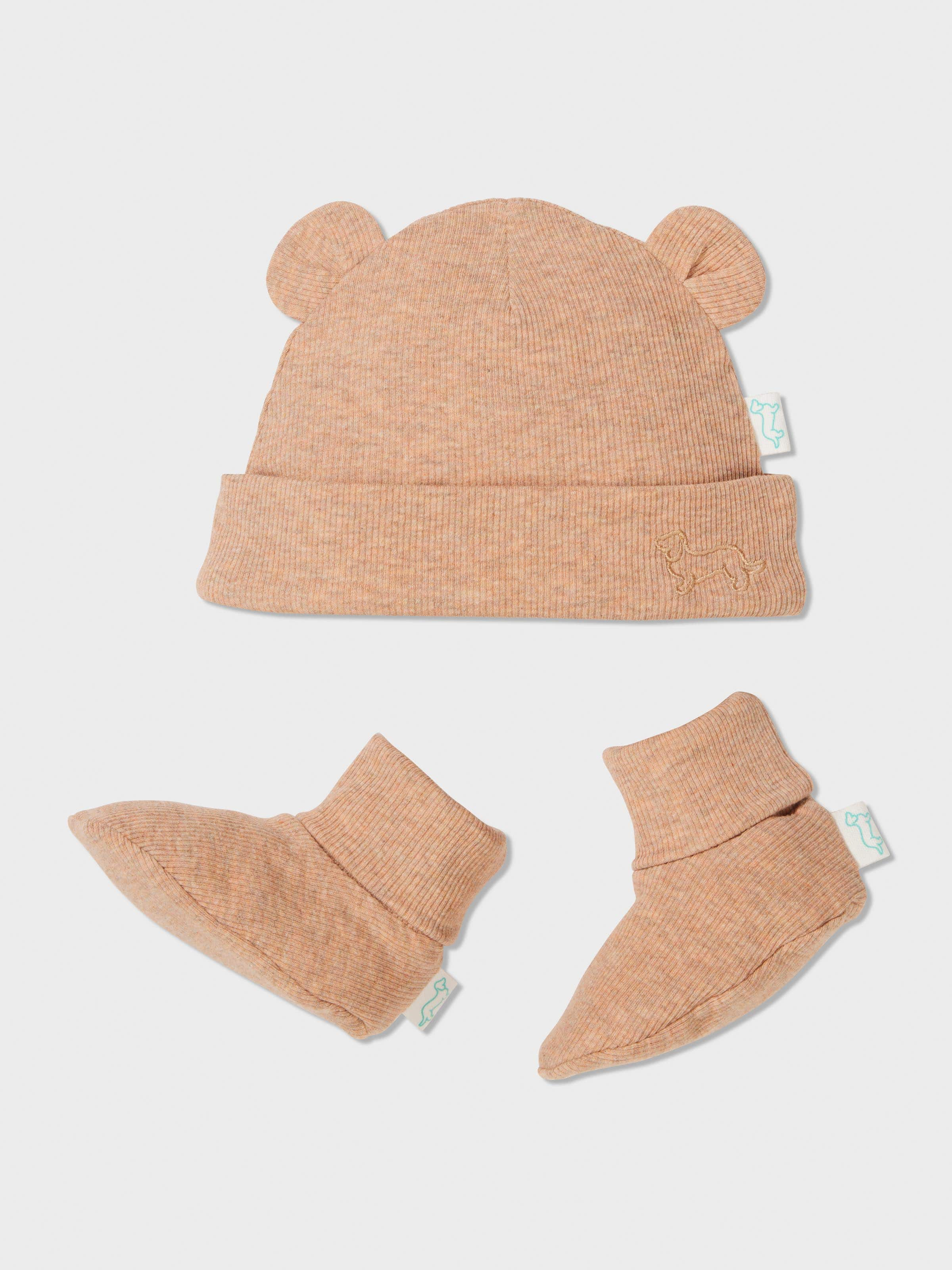 Baby Organic Malt Beanie & Booties Set