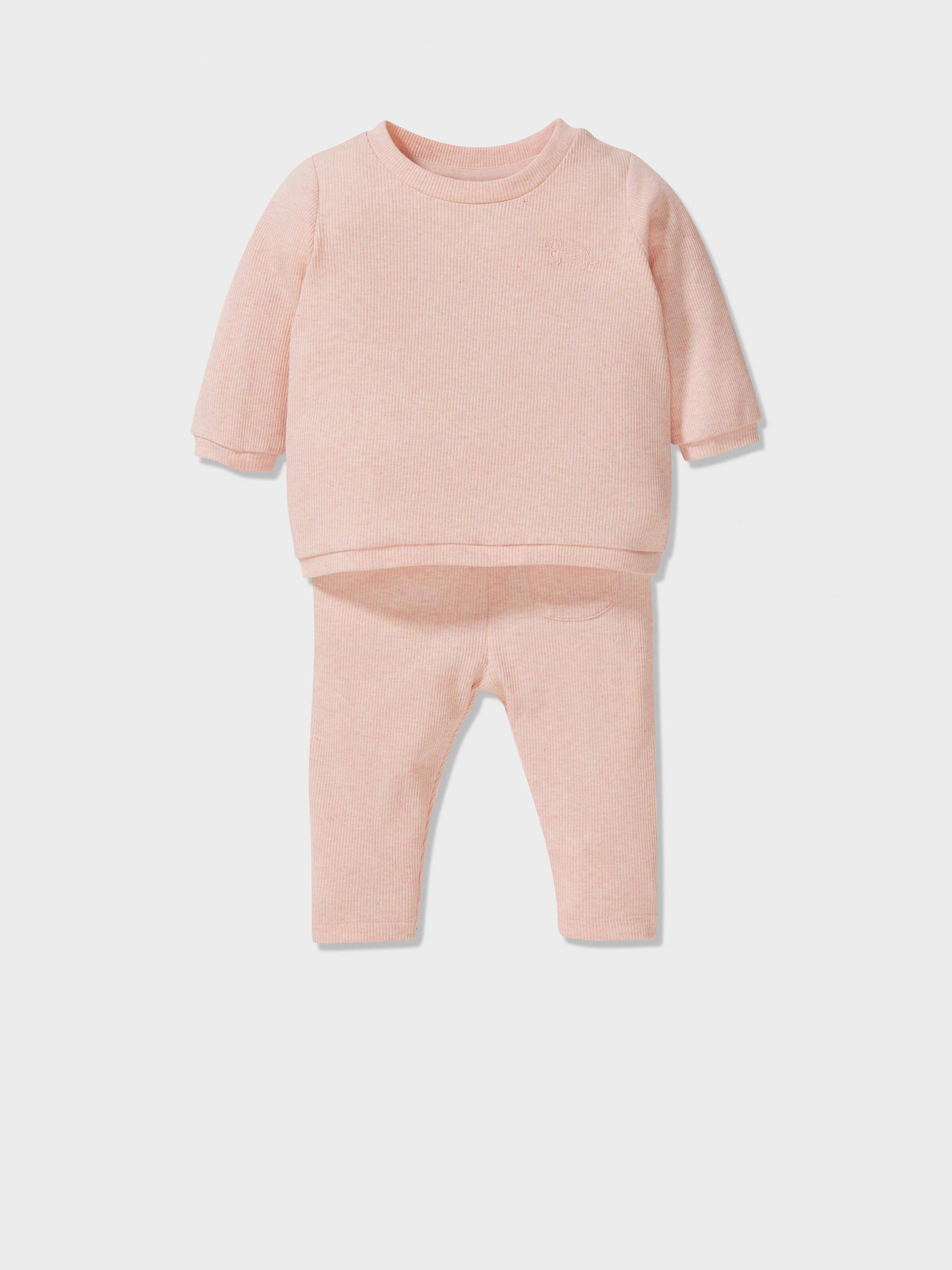 Baby Organic Pink Marle Pj Set