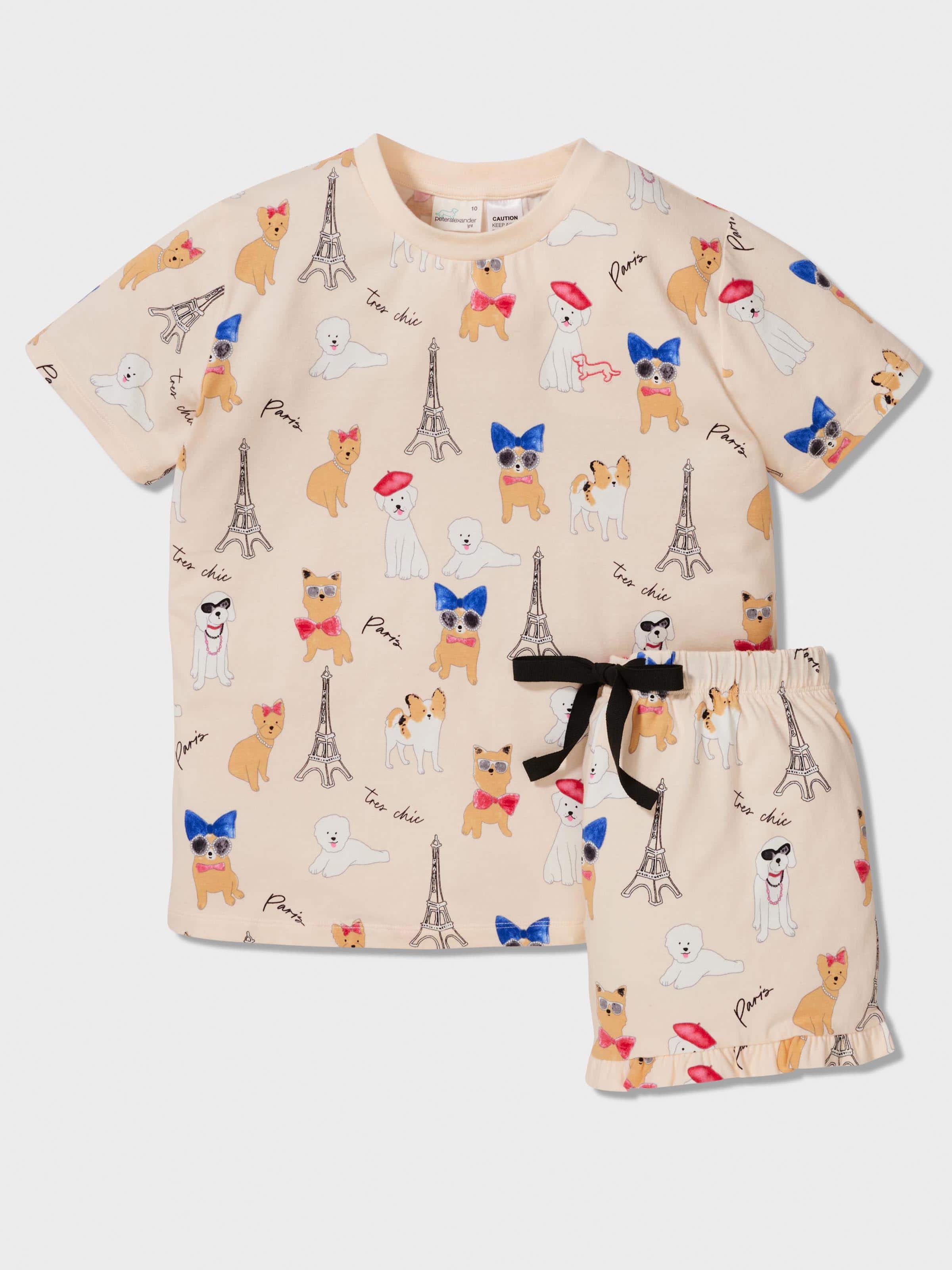 Girls French Dogs Pj Set