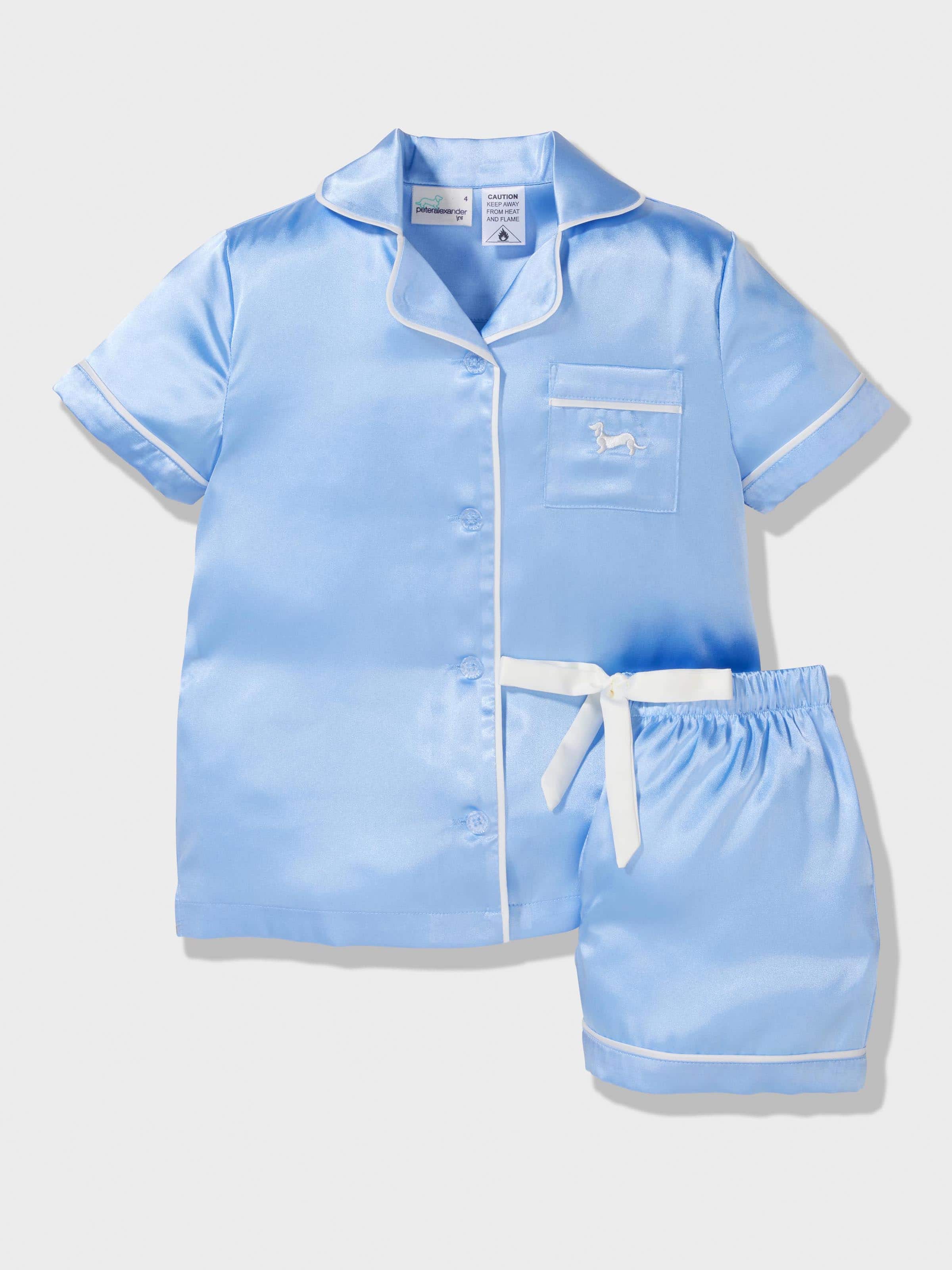 Girls Classic Satin Cornflower Pj Set Peter Alexander Online
