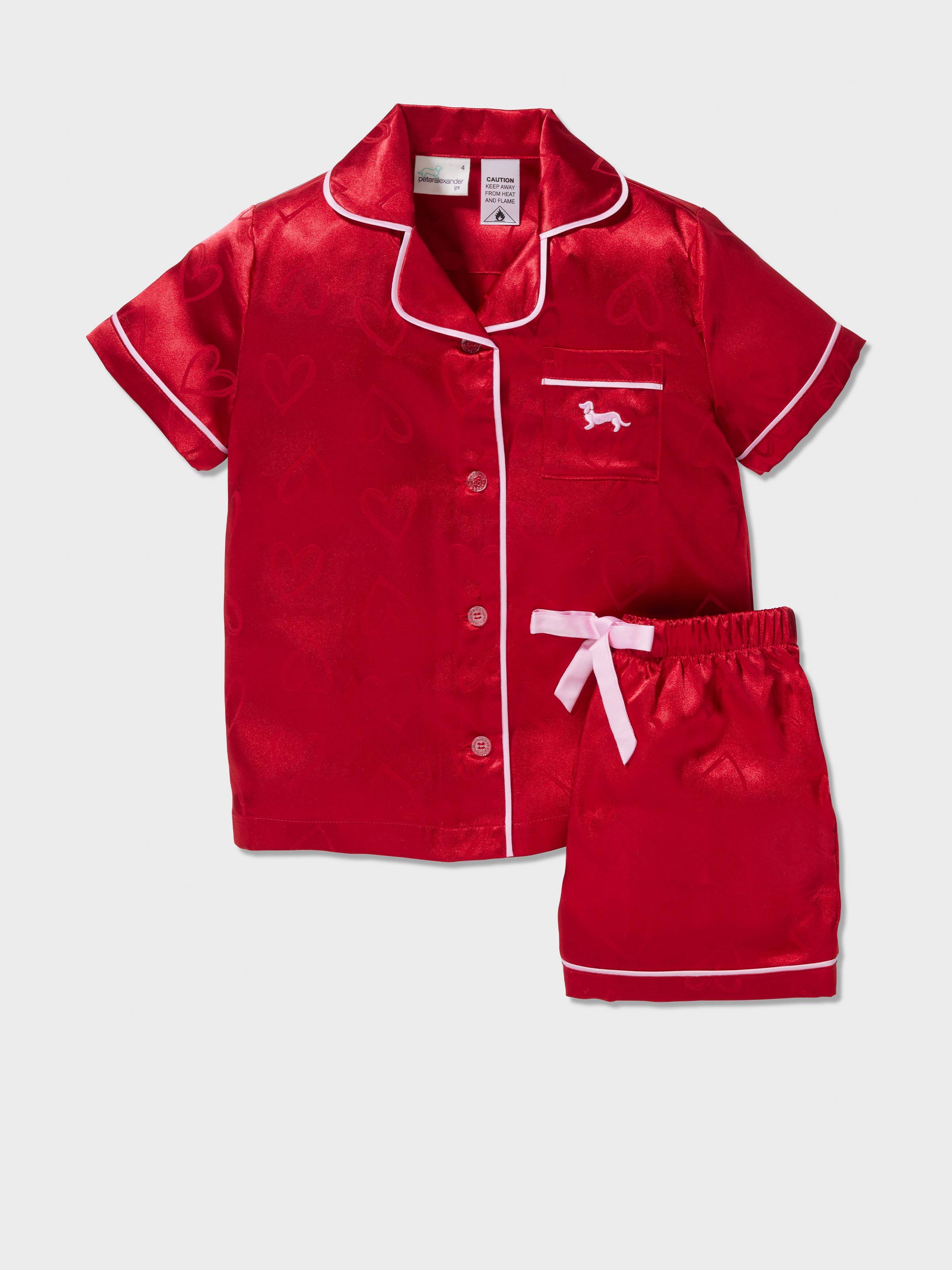 Jnr Girls Heart Satin Pj Set