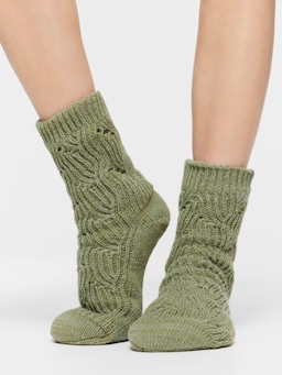 Green Chunky Cable Knit Sock