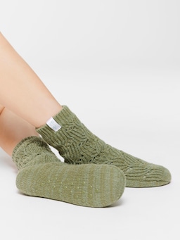Green Chunky Cable Knit Sock