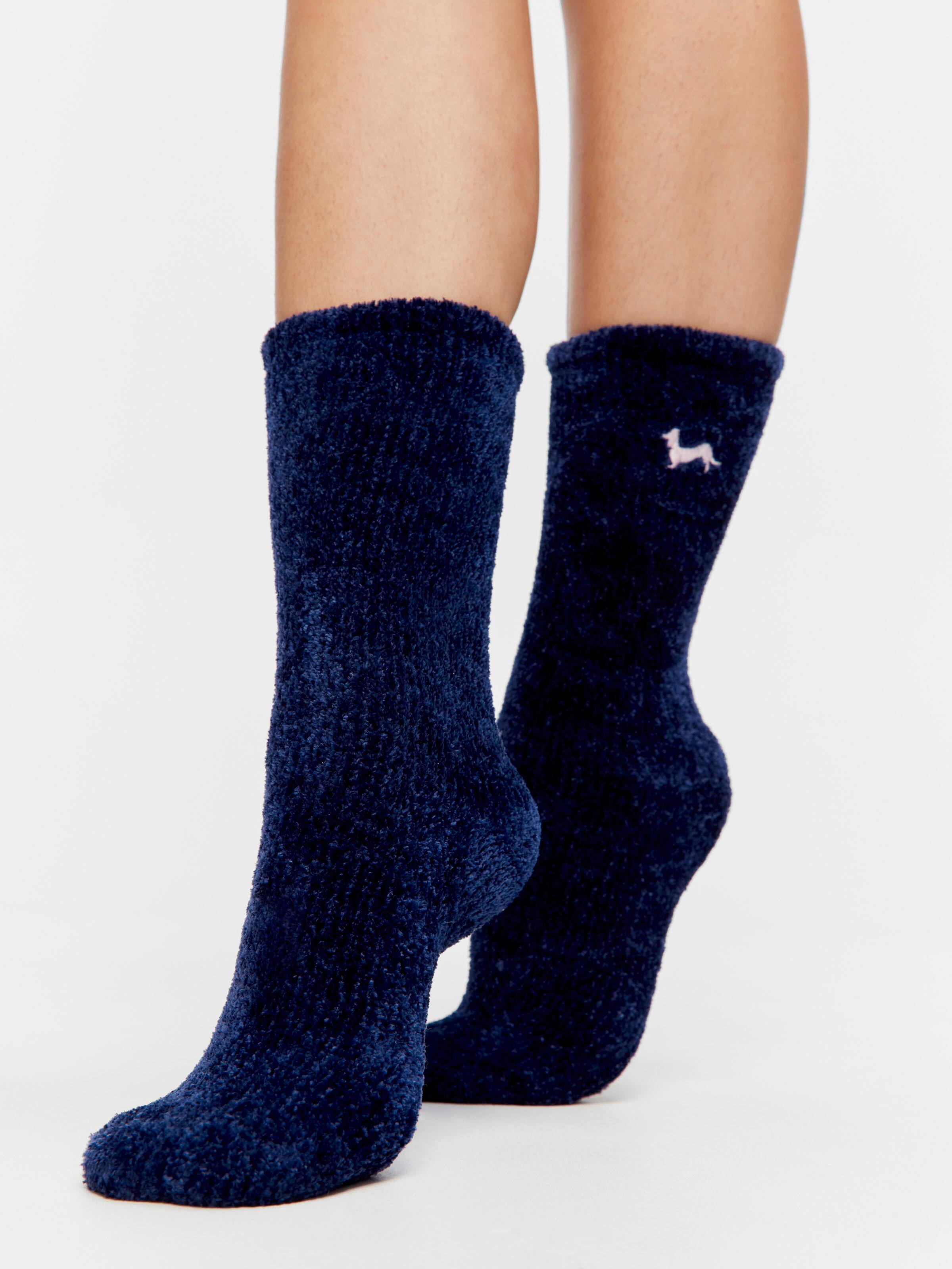 Soft Chenille Navy Mid Sock
