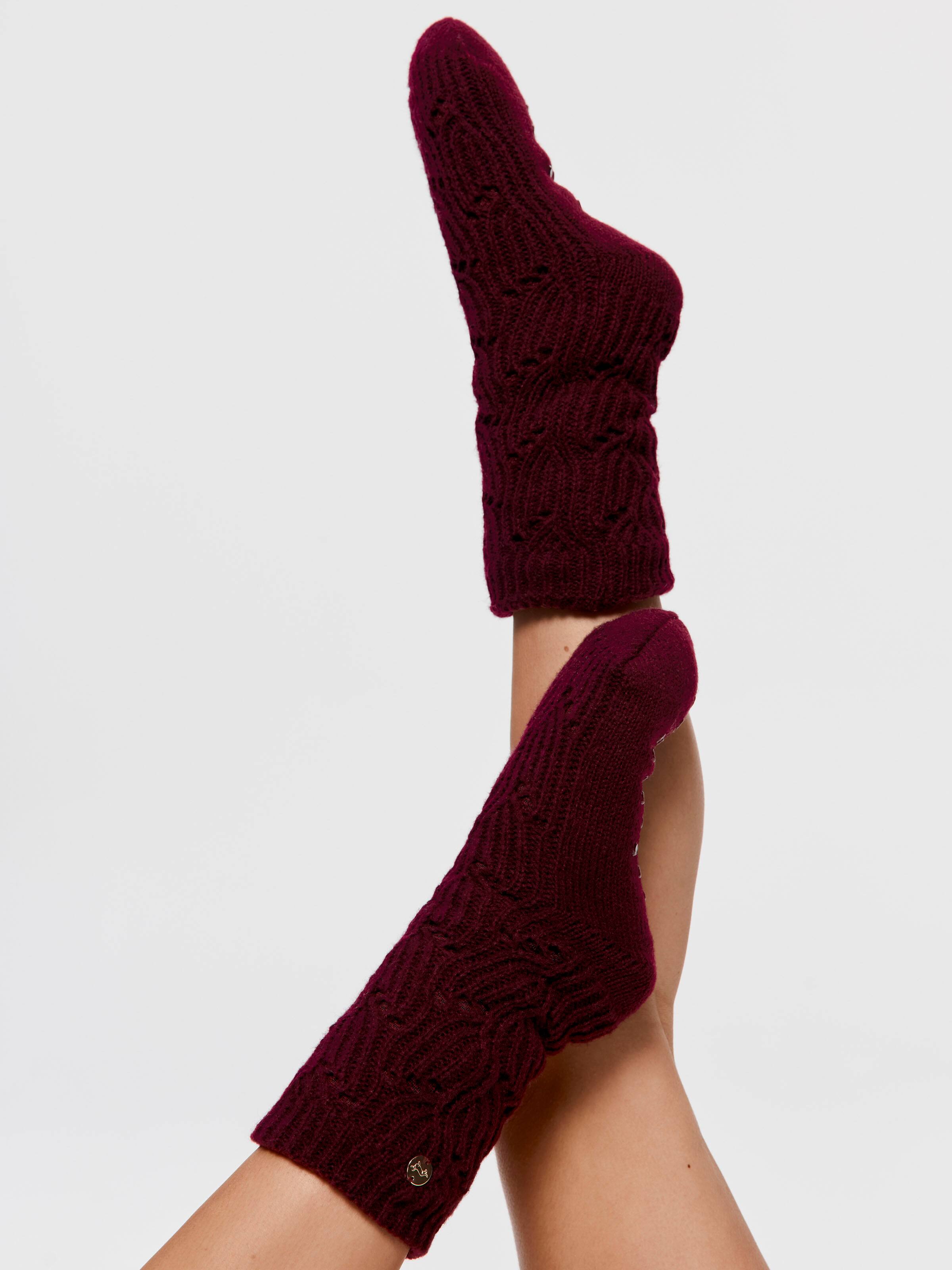 Long Plum Chunky Cable Sock