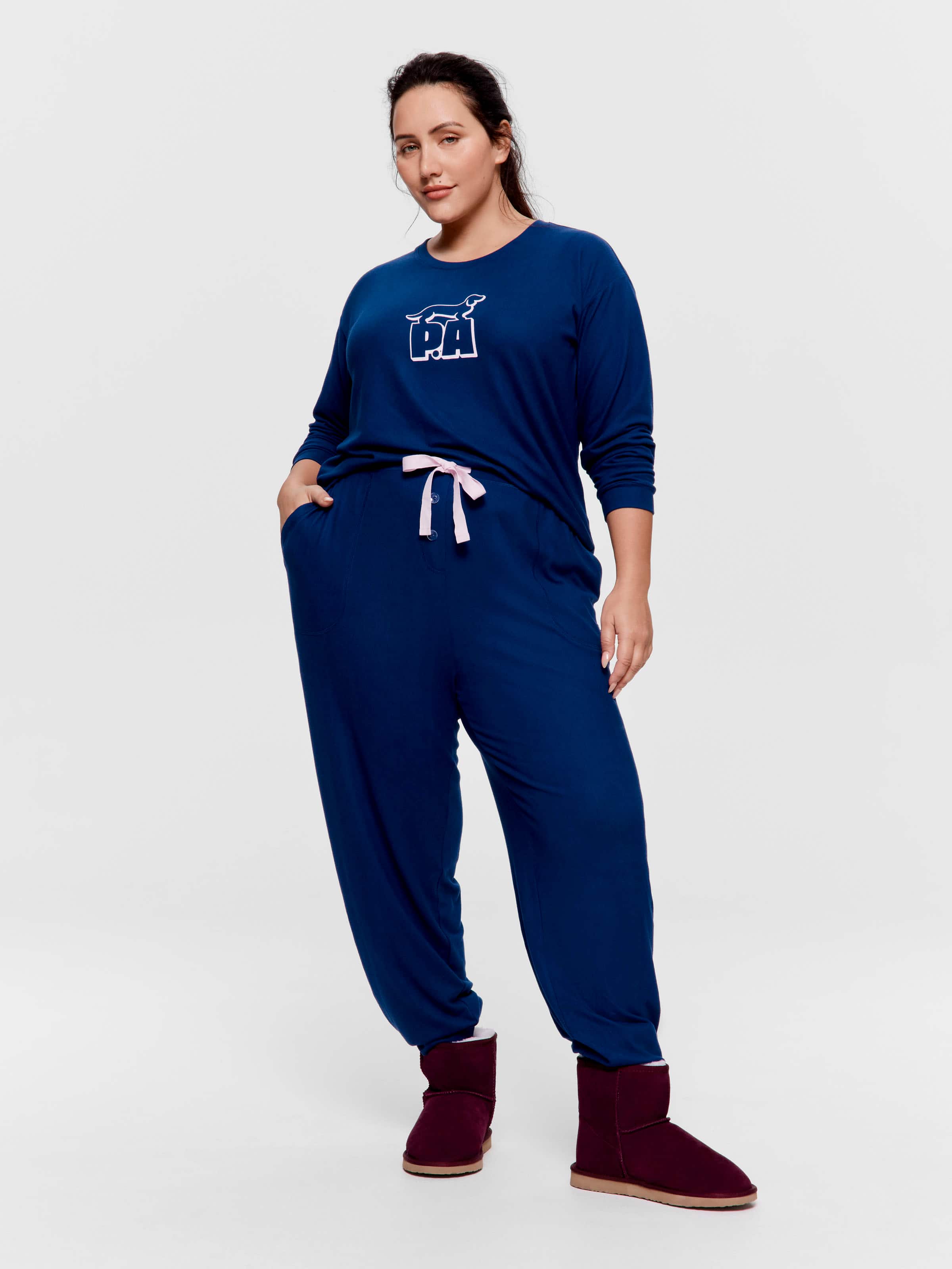 P.A. Plus Navy Plush Easy Pj Pant