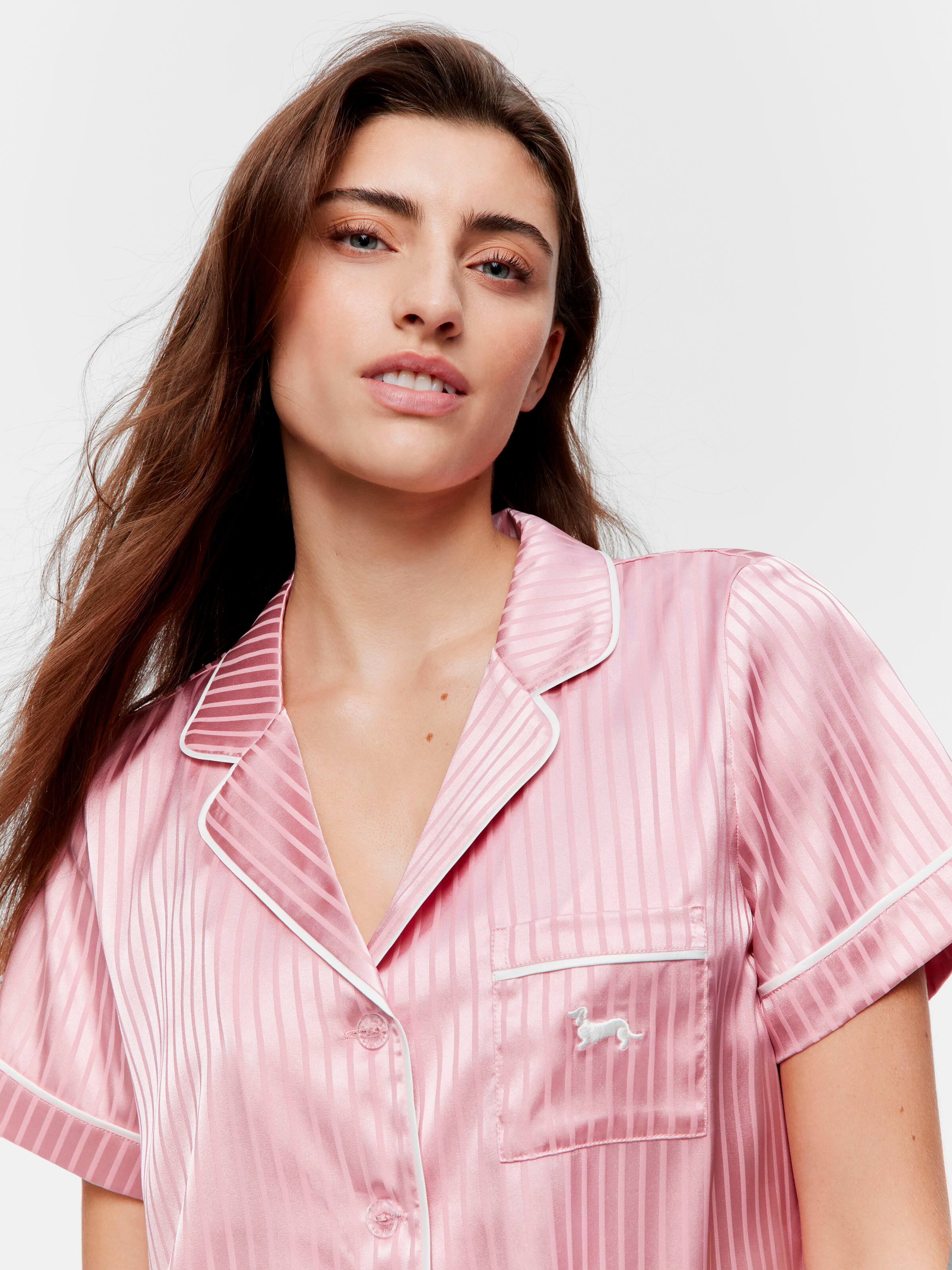 Blush Stripe Chic Satin Shortie Pj Set