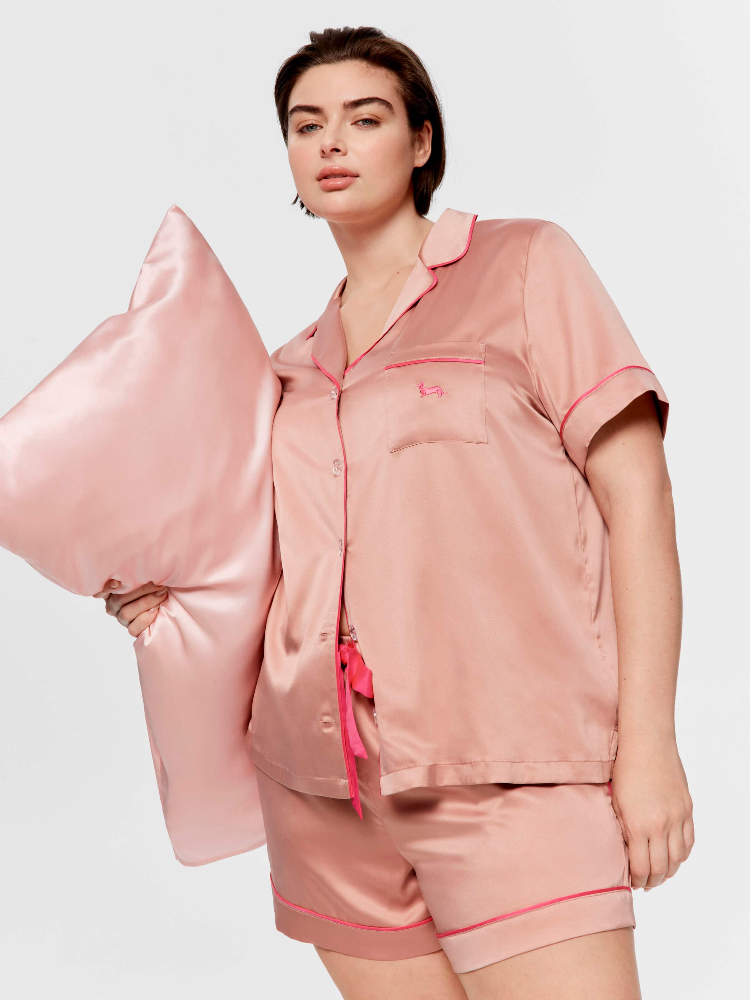 P.A. Plus Nougat Chic Satin Shortie Pj Set