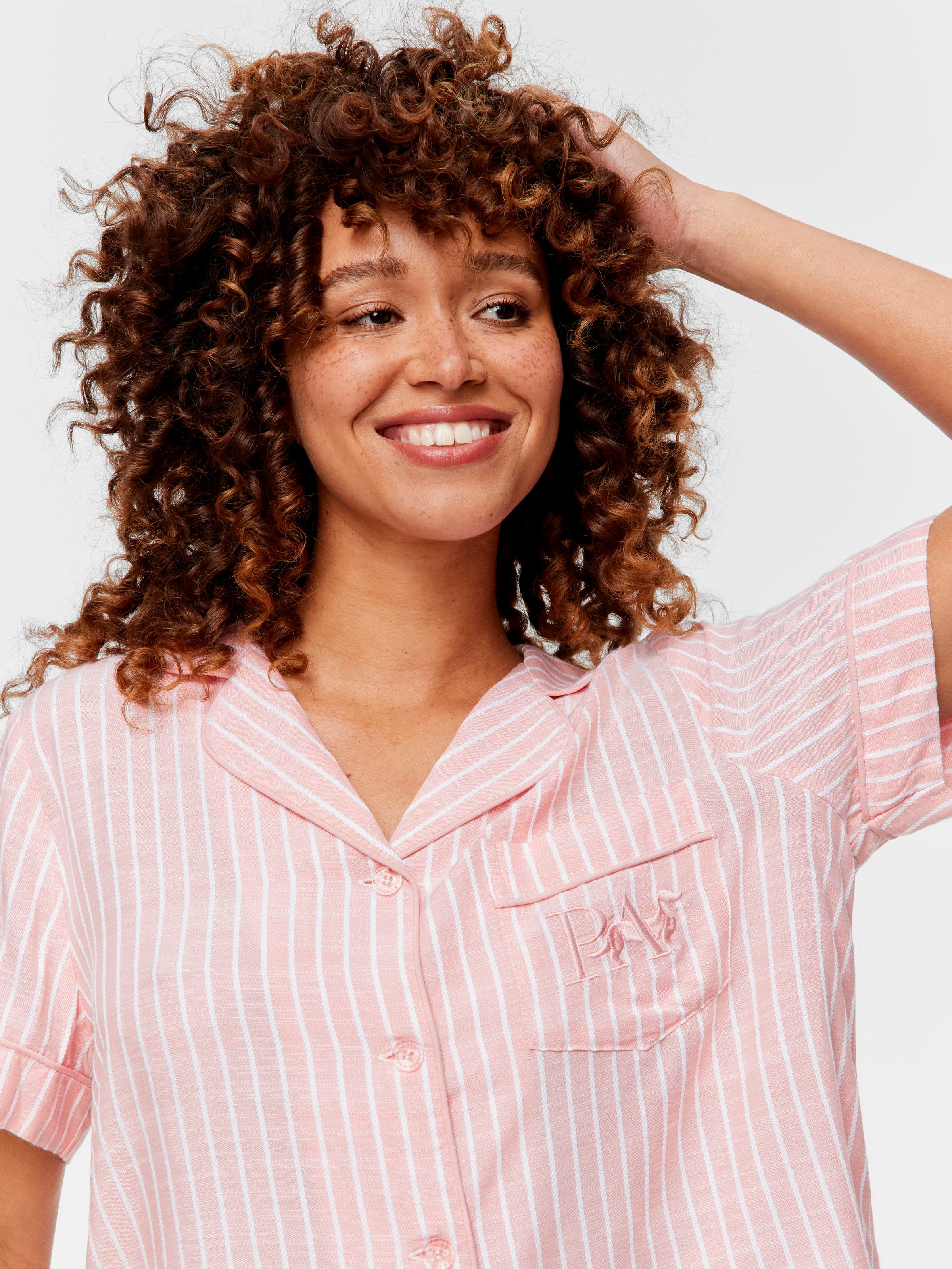 Pink Viscose Dobby Short Sleeve Shirt