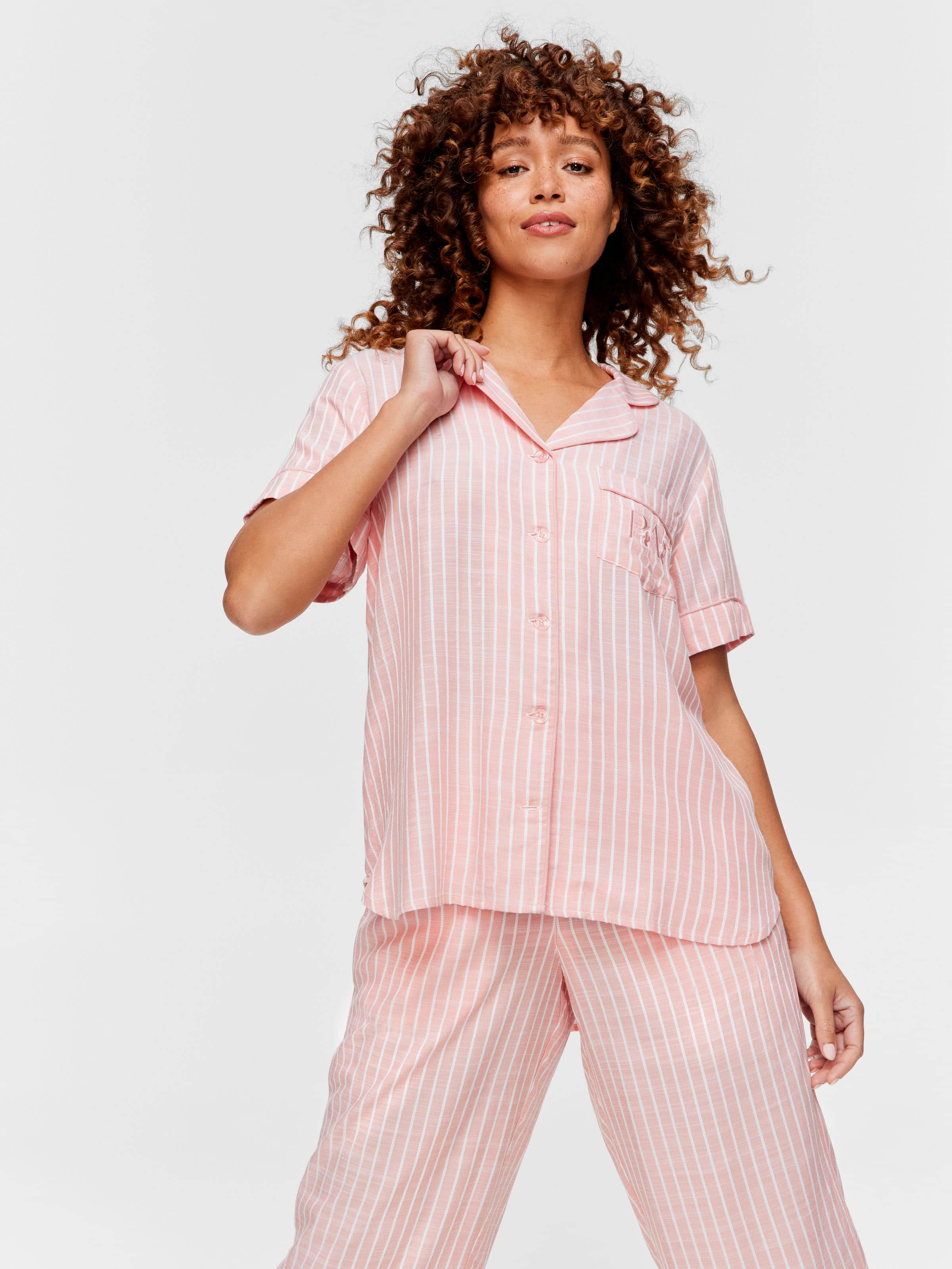 Pink Viscose Dobby Short Sleeve Shirt