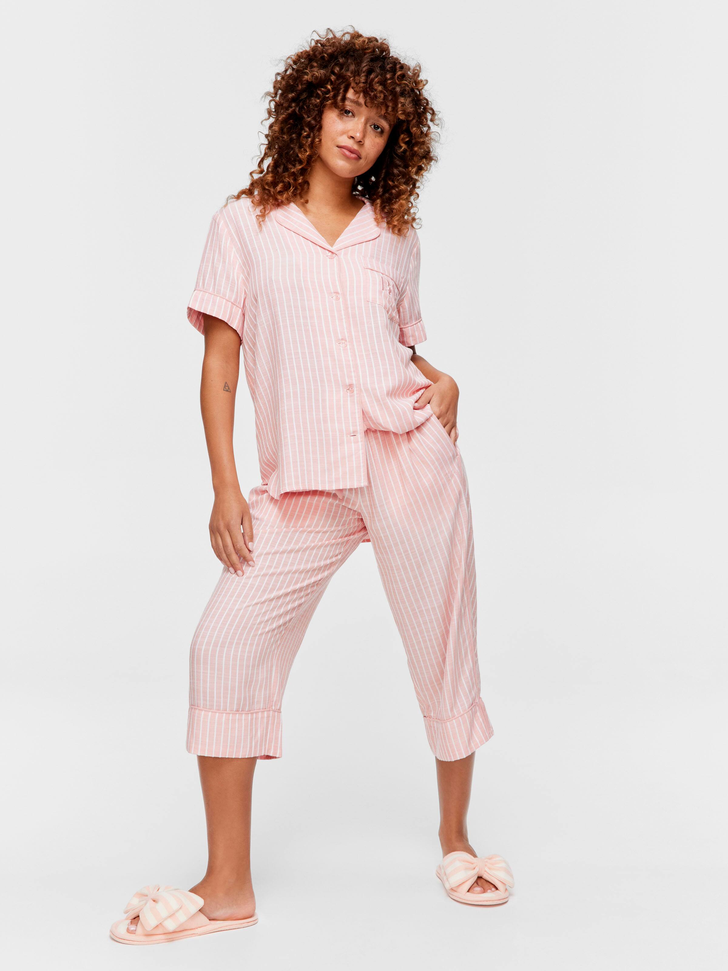 Pink Viscose Dobby 3/4 Pj Pant