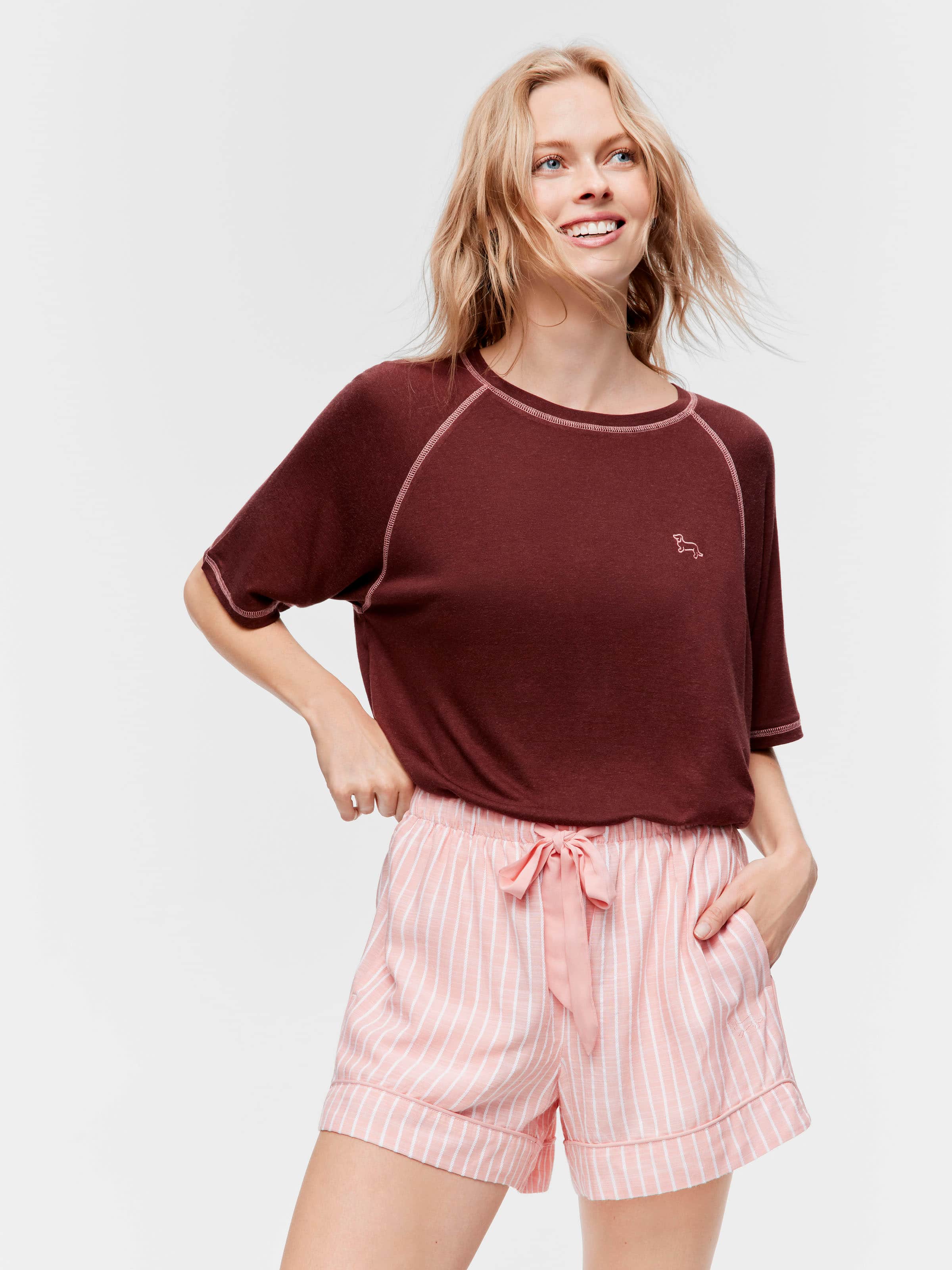 Pink Viscose Dobby Mid Short