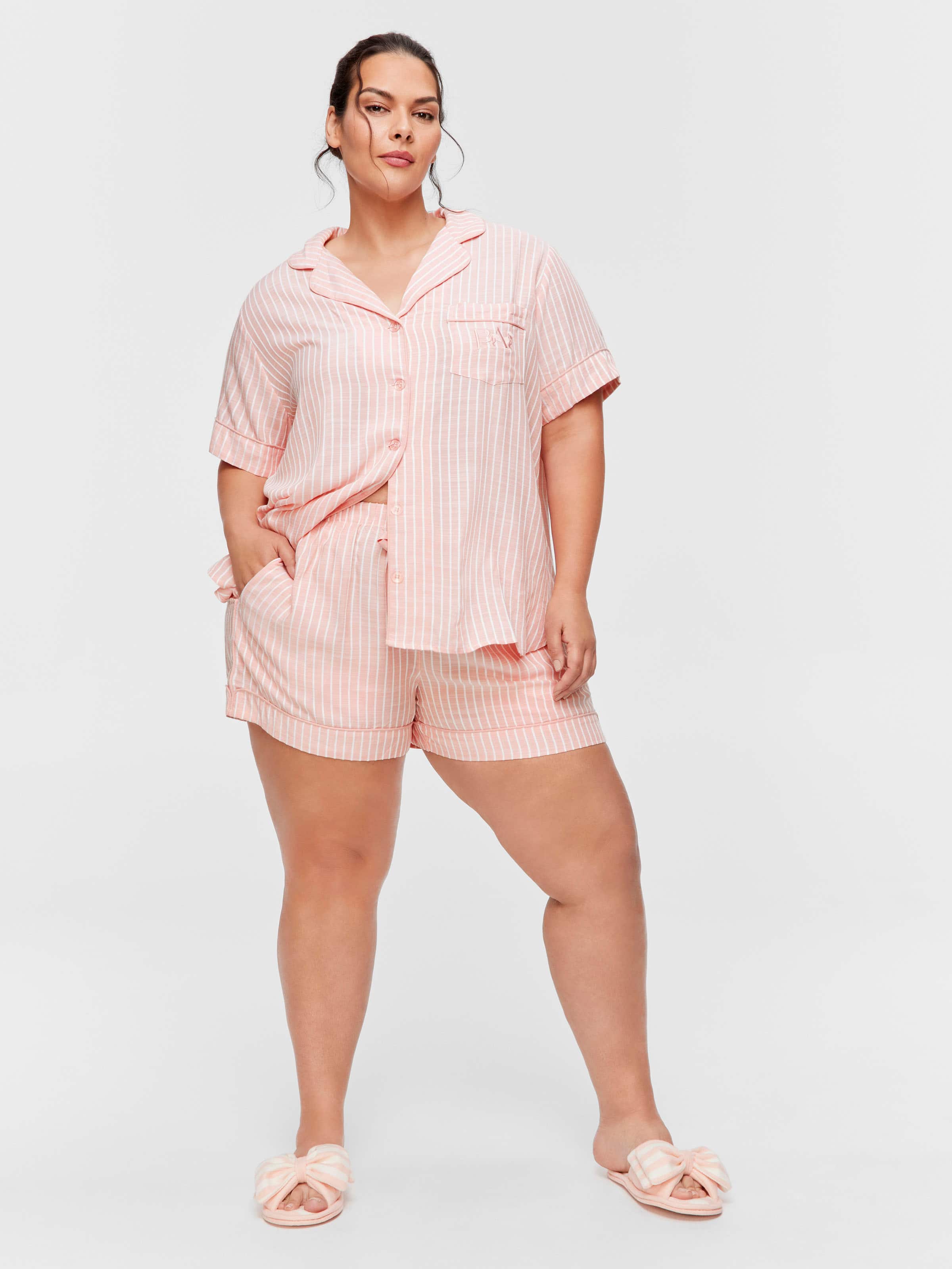 P.A. Plus Pink Viscose Dobby Mid Short