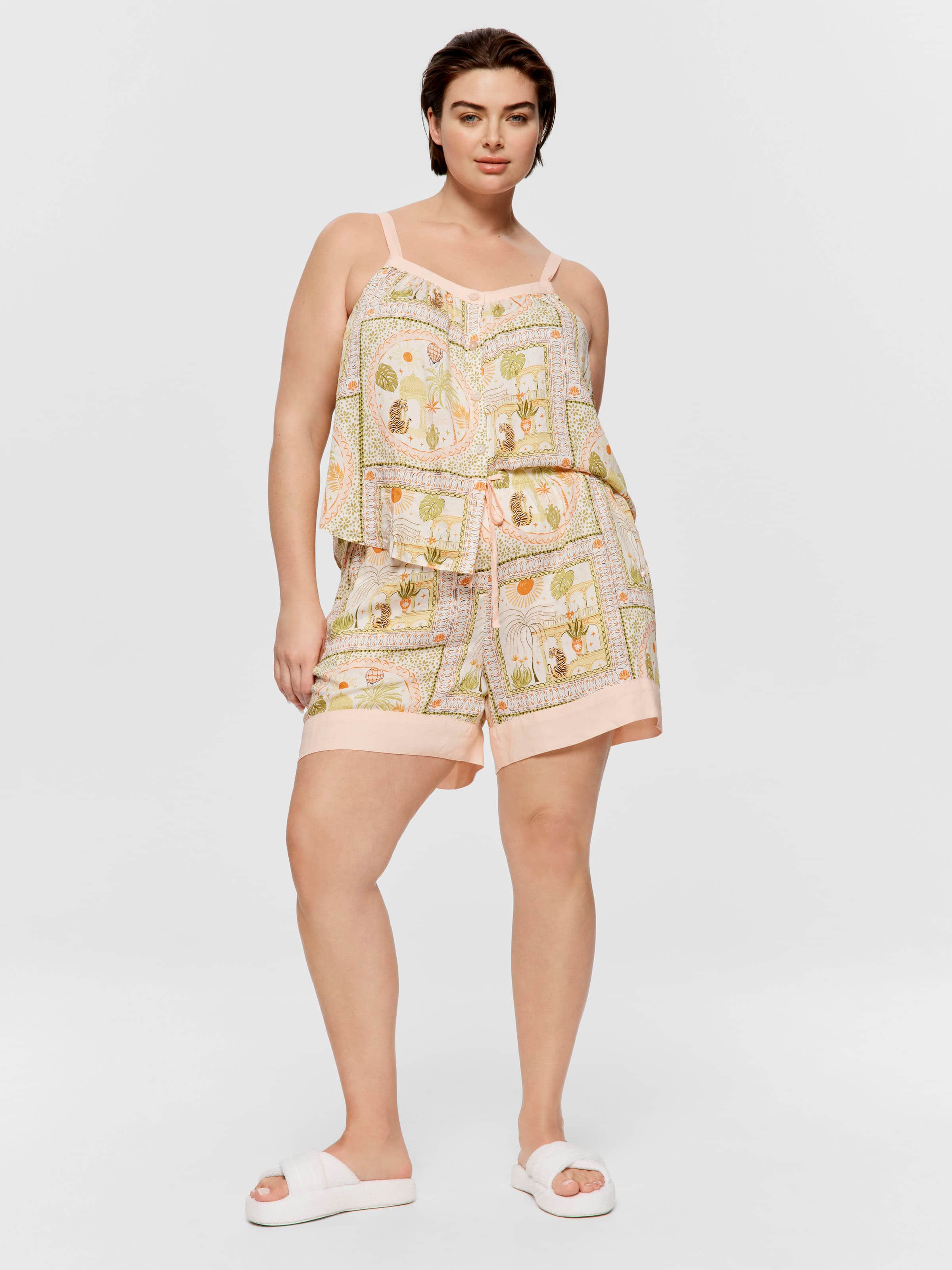 P.A. Plus Scarf Print Mid Short