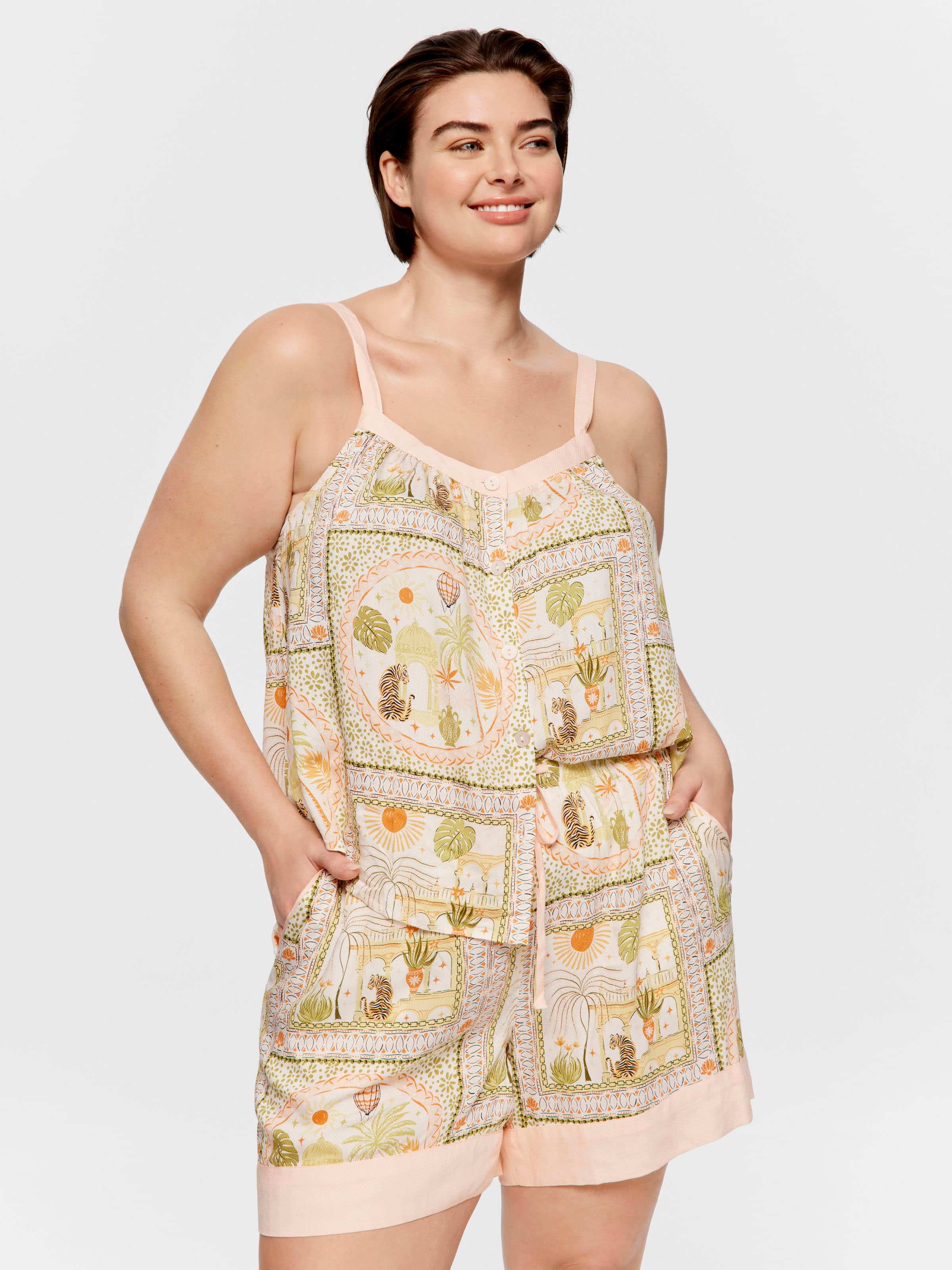 P.A. Plus Scarf Print Mid Short