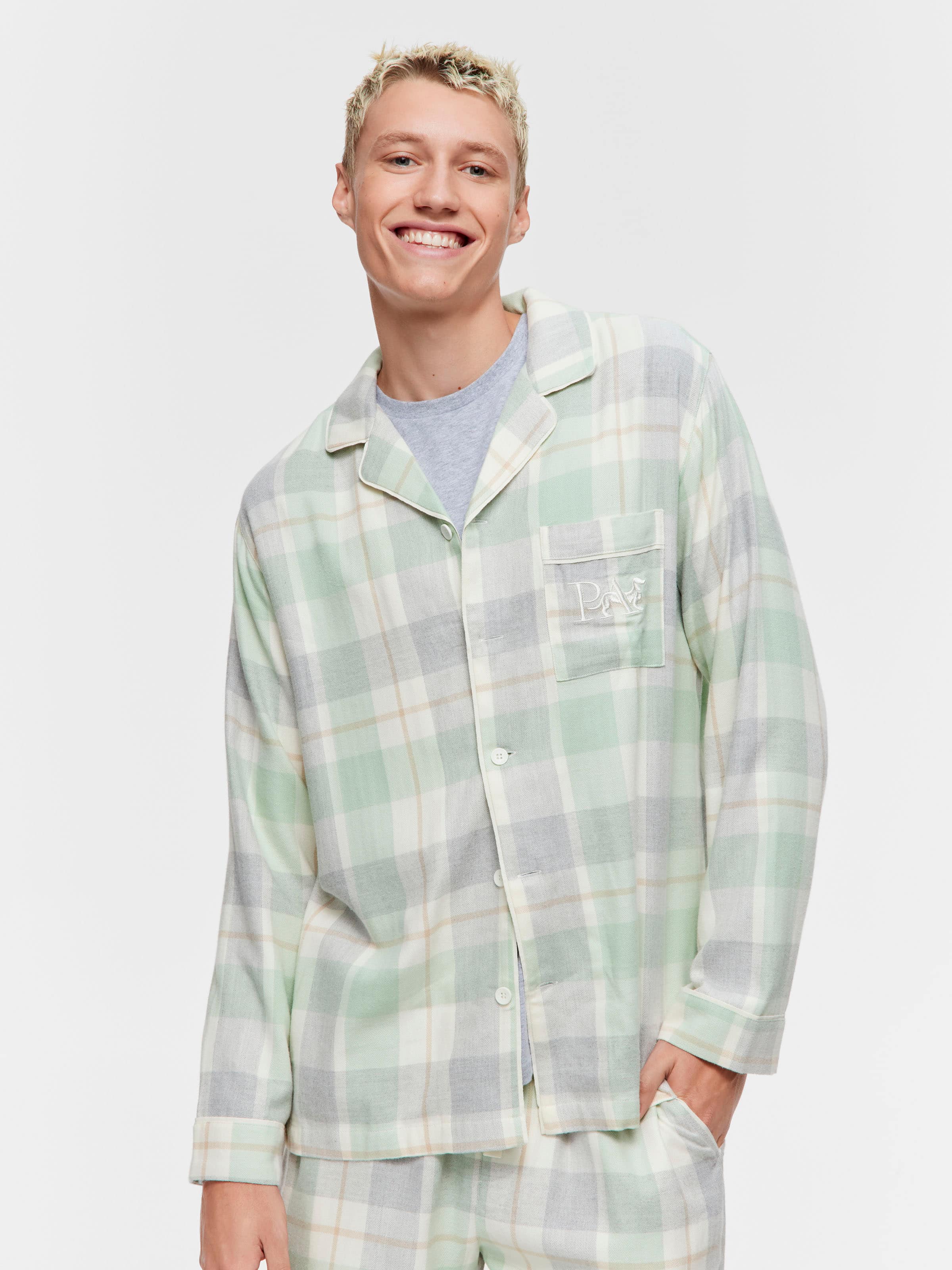 Image for Mint Check Bamboo Flannelette Long Sleeve Pj Set from JustGroupNZ
