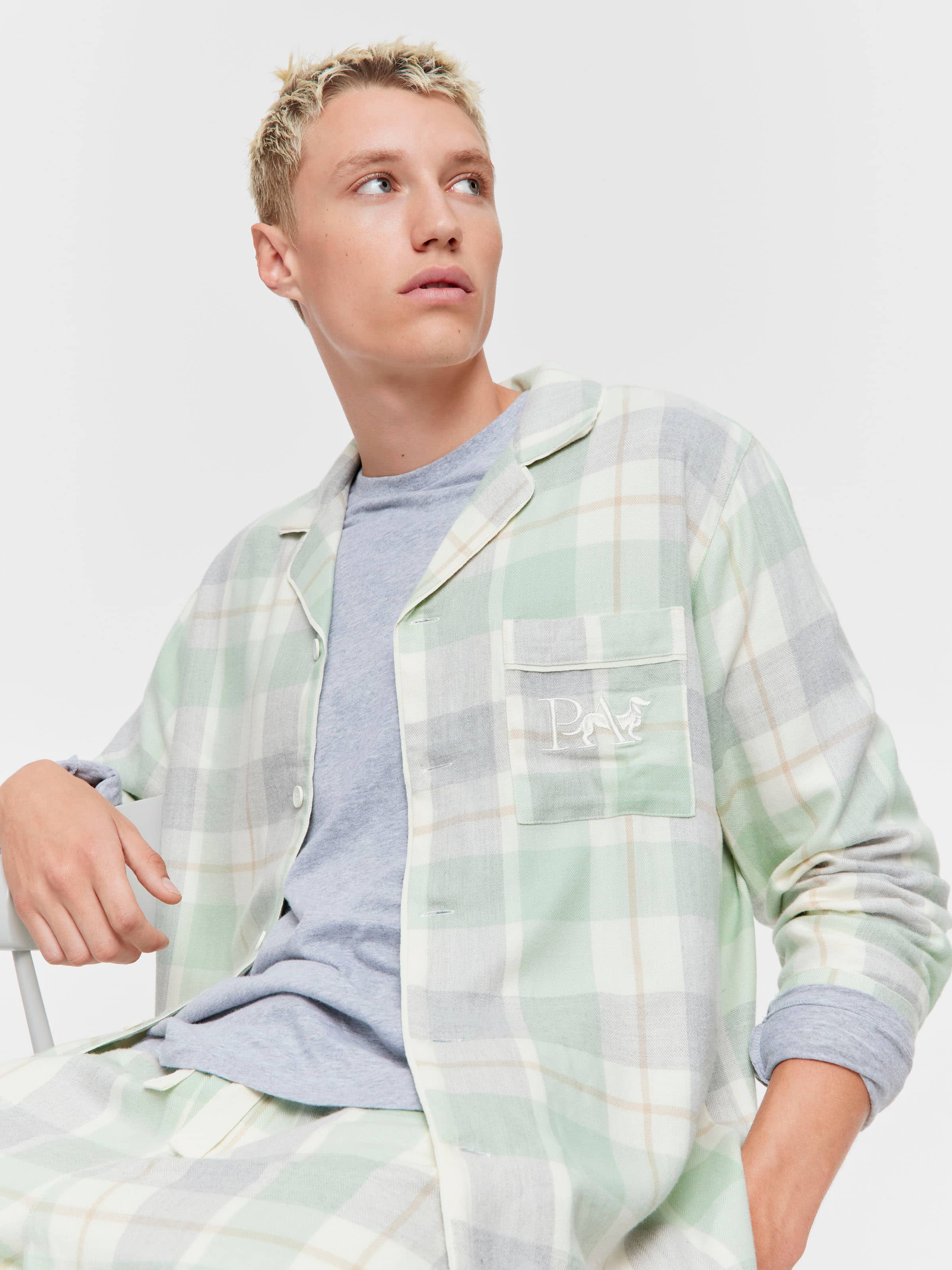 Image for Mint Check Bamboo Flannelette Long Sleeve Pj Set from JustGroupNZ