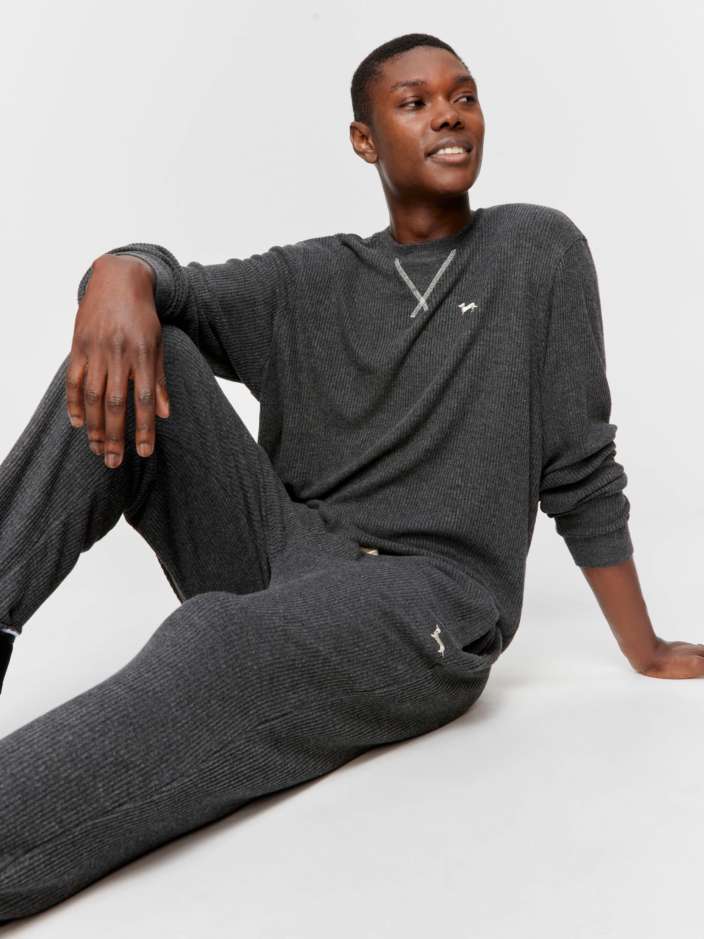 Charcoal Brushed Rib Pj Pant