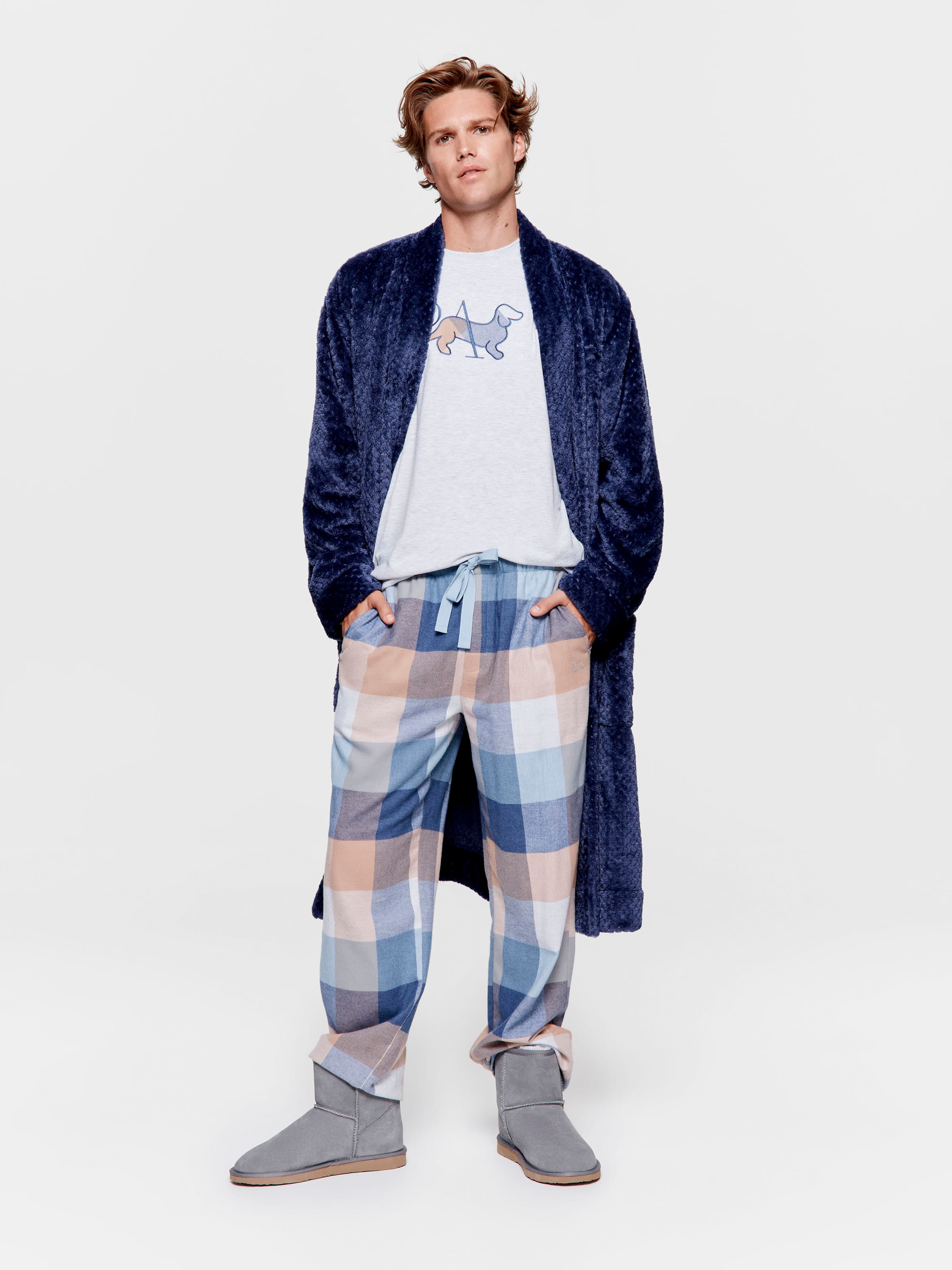 Navy Buffalo Flannelette Pj Pant
