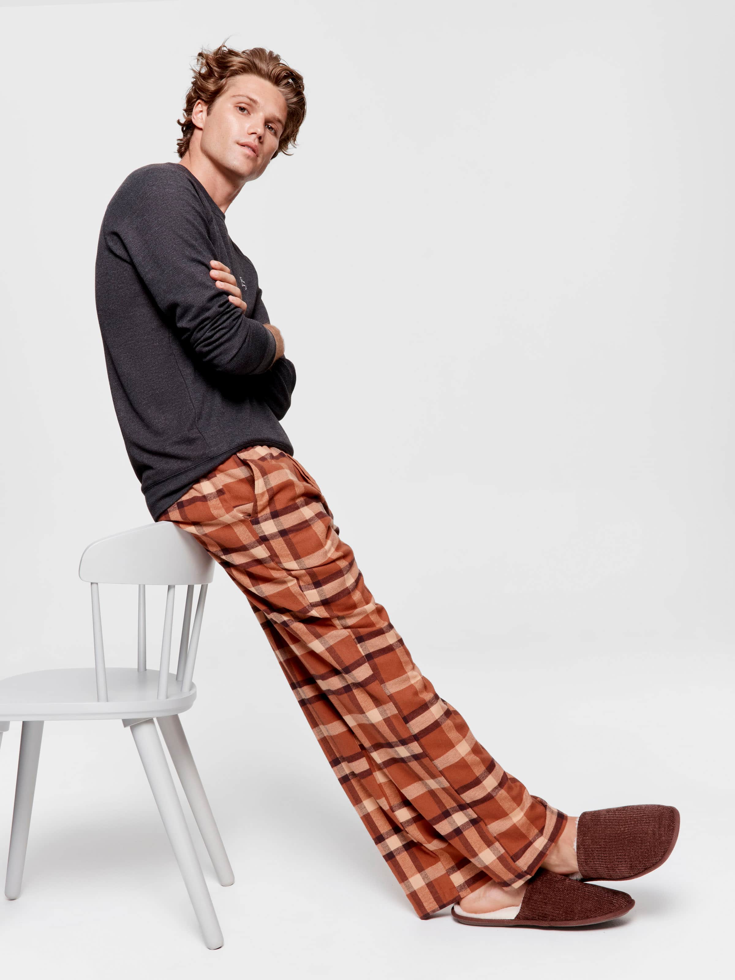 Brown Check Flannelette Pj Pant