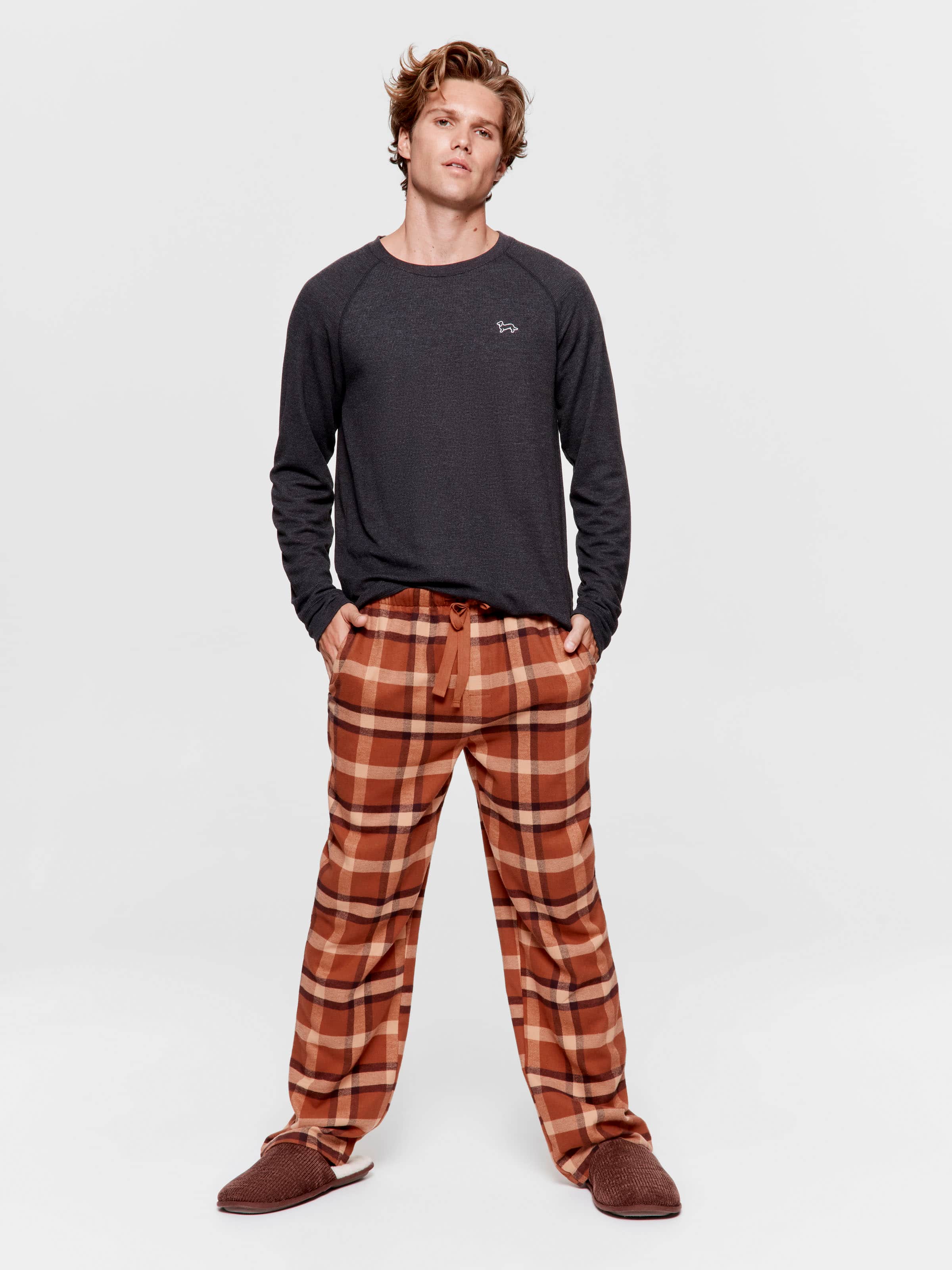 Brown Check Flannelette Pj Pant