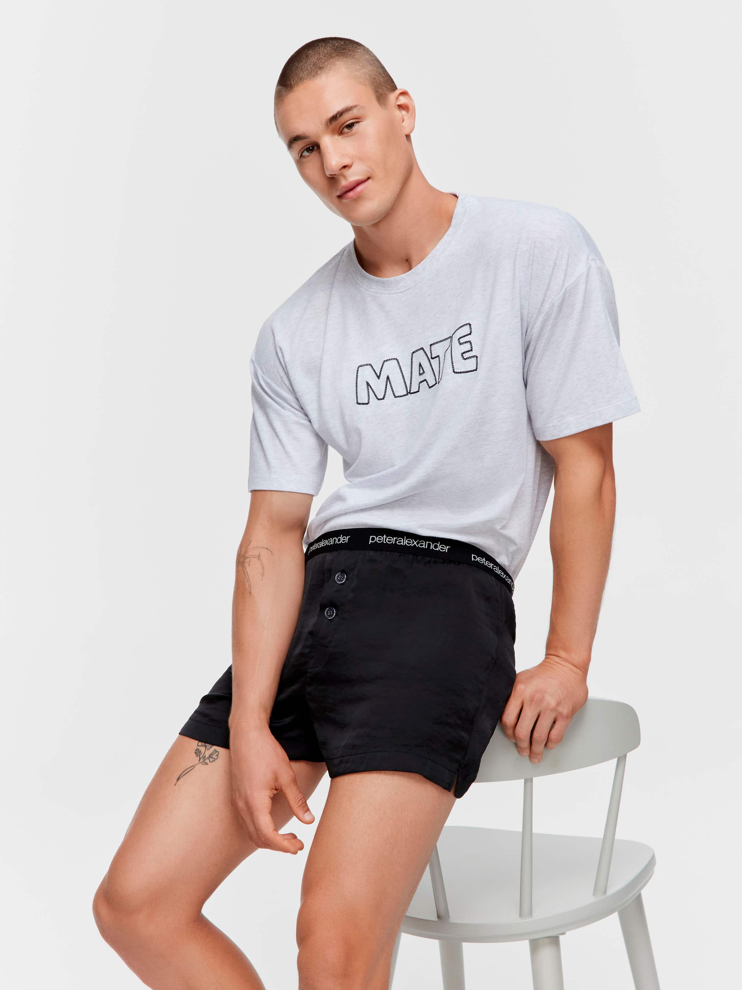 Black Jacquard Satin Boxer Short