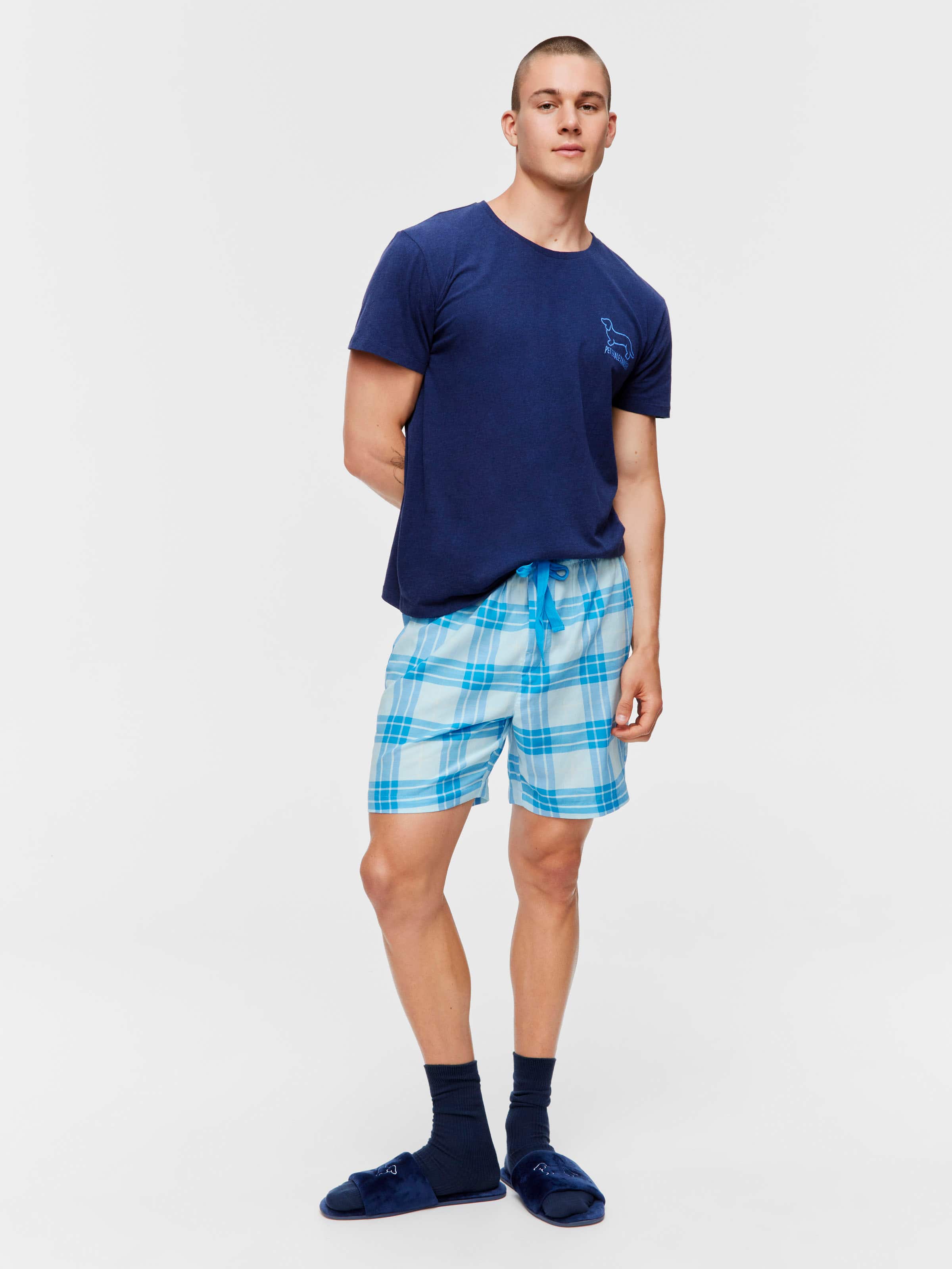 Image for Blue  Windowpane Mid Short from JustGroupNZ