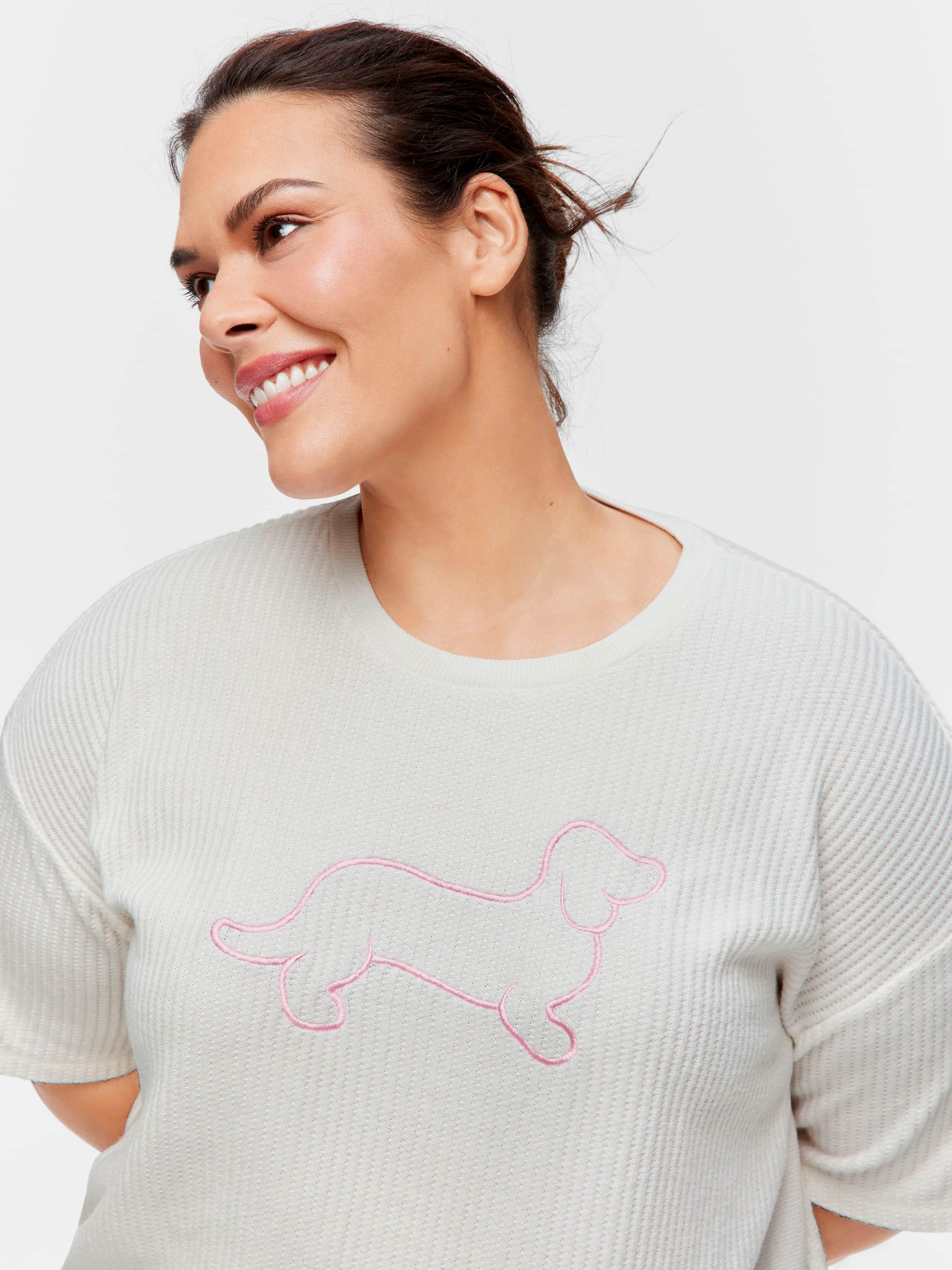 P.A. Plus Cream Brushed Waffle Tee