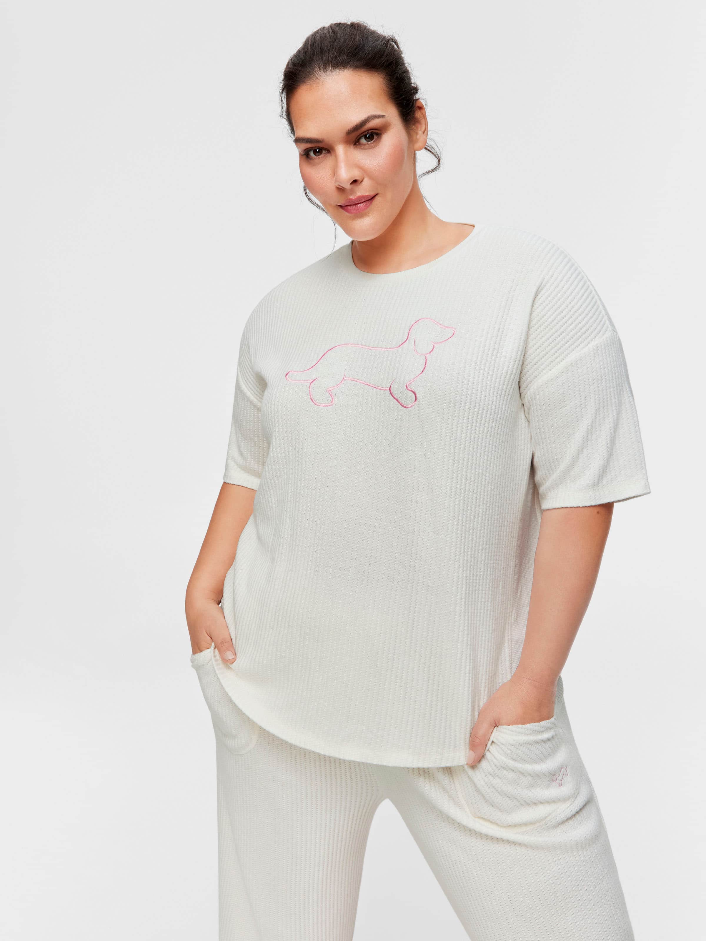 P.A. Plus Cream Brushed Waffle Tee