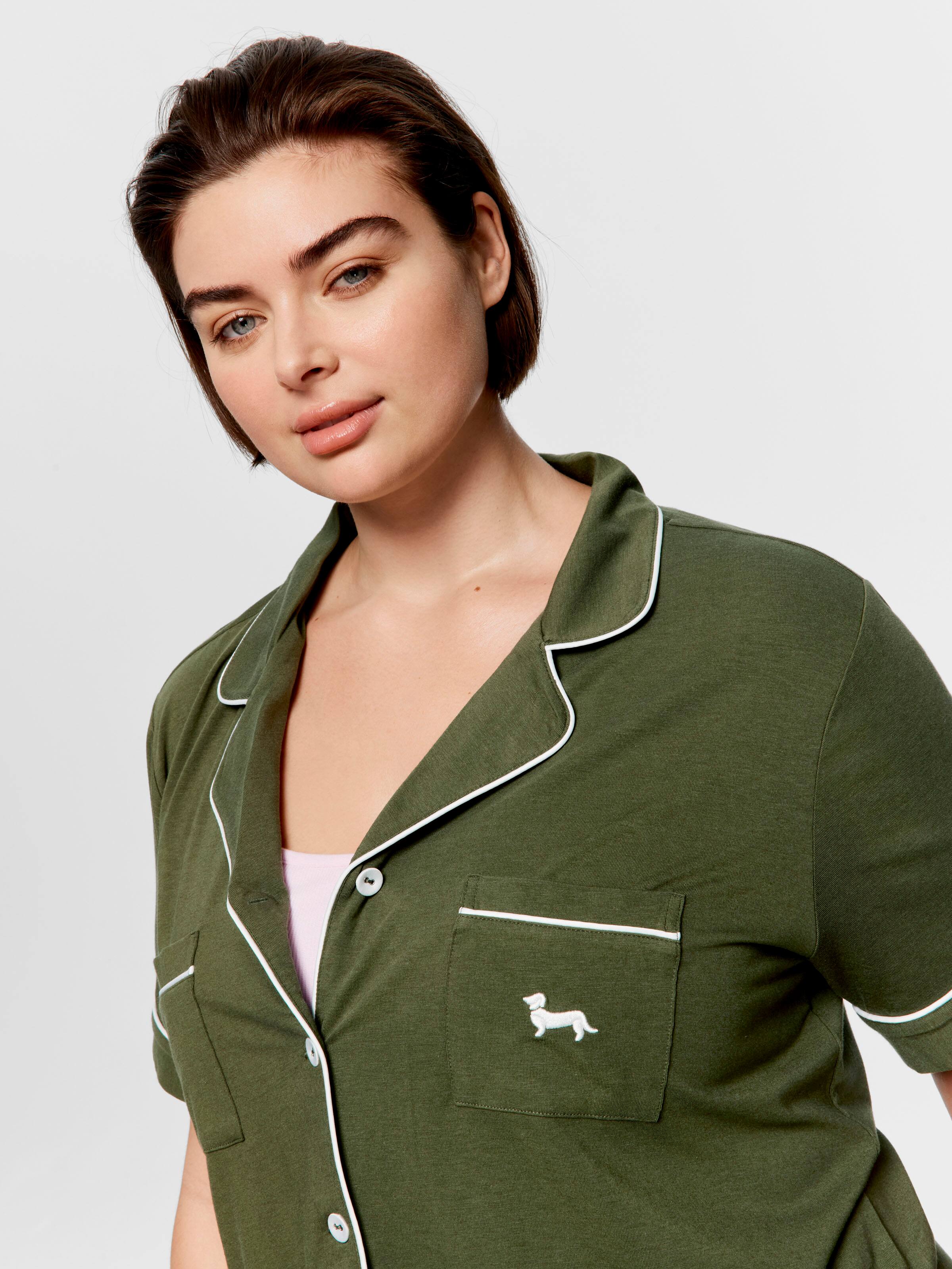 P.A. Plus Olive Bamboo Shortie Pj Set